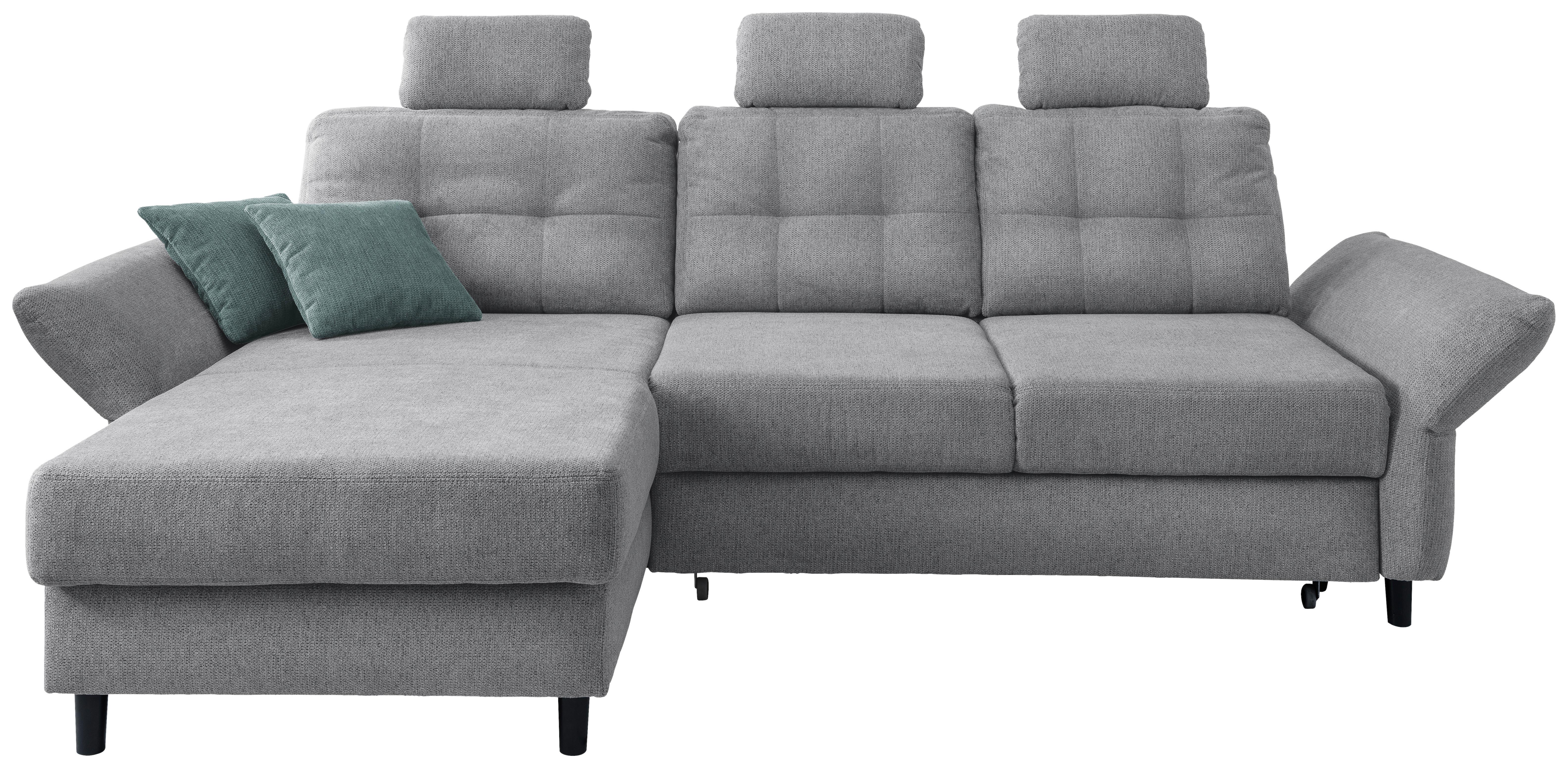 Ecksofa Brizzini Silberfarben S: 176/250-280 cm - Mintgrau/Silberfarben, MODERN, Holz/Textil (176/250-280cm) - Livetastic