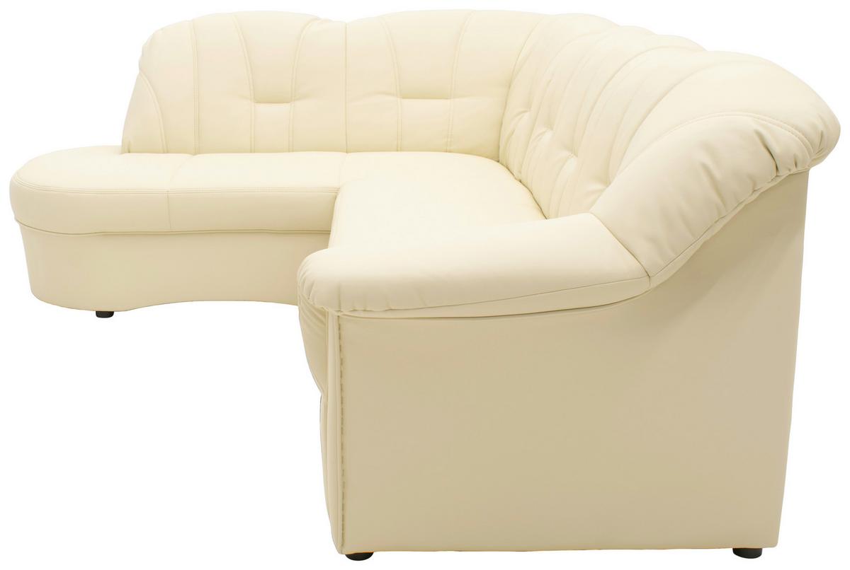 Ecksofa Papenburg Rücken Echt Beige Lederlook - Beige/Schwarz, KONVENTIONELL, Textil (180/243cm) - MID.YOU
