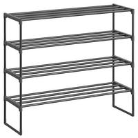 Schuhregal Schwarz B: 92cm - Schwarz, Basics, Kunststoff/Metall (92/74/30cm)