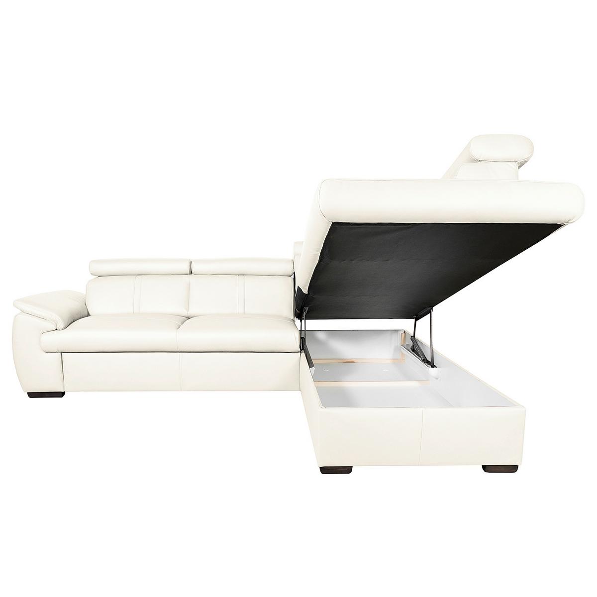 Ecksofa City Weiß B: 265x211 Cm - Wengefarben/Weiß, Design, Leder (265/211cm) - Livetastic