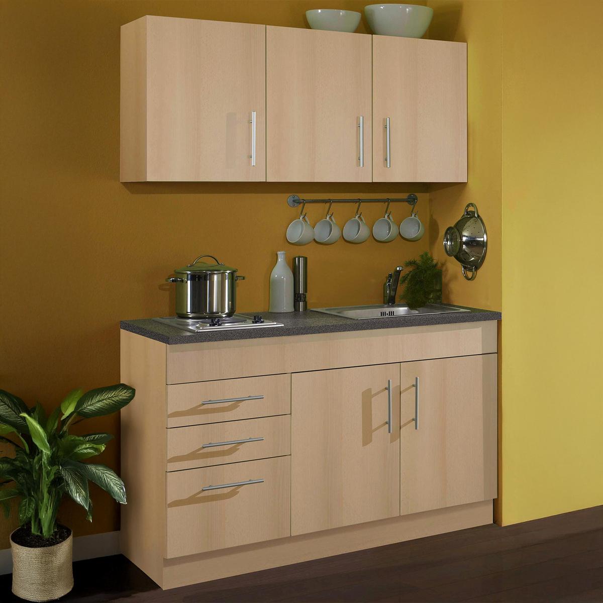 Miniküche Toronto Buchefarben/graphit B: 120 Cm - Buchefarben/Graphitfarben, MODERN, Holzwerkstoff (120cm) - Held