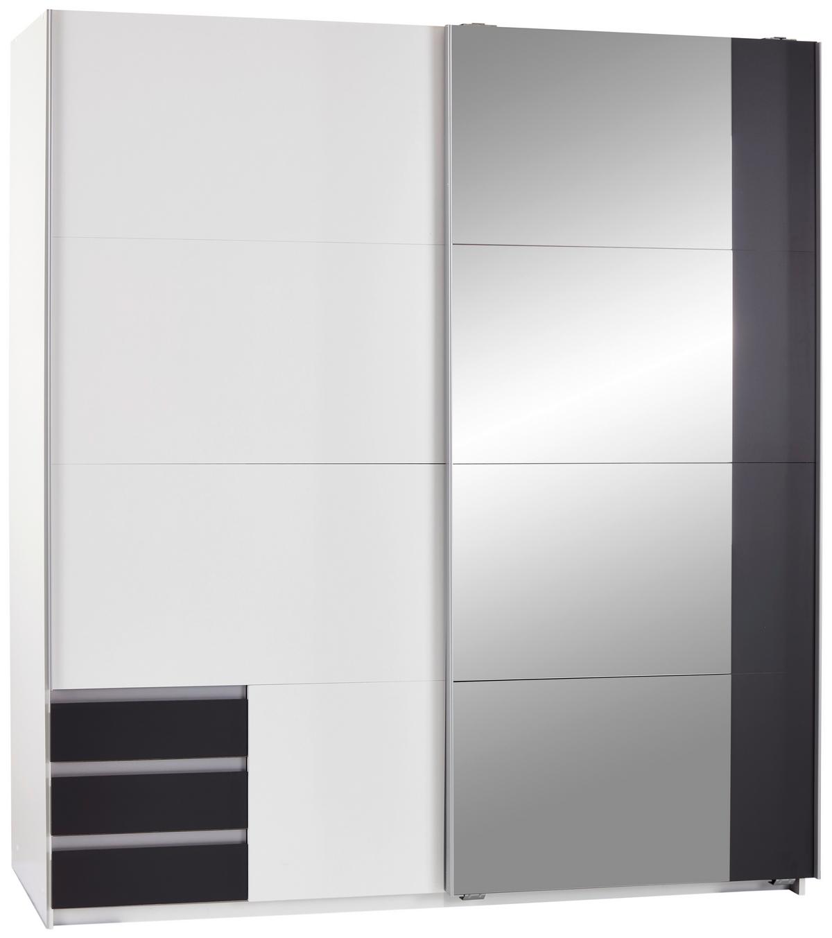 Tolóajtós Szekrény Emden 180/198 Cm - grafitszürke/fehér, Modern, faalapú anyag (180/198/64cm)