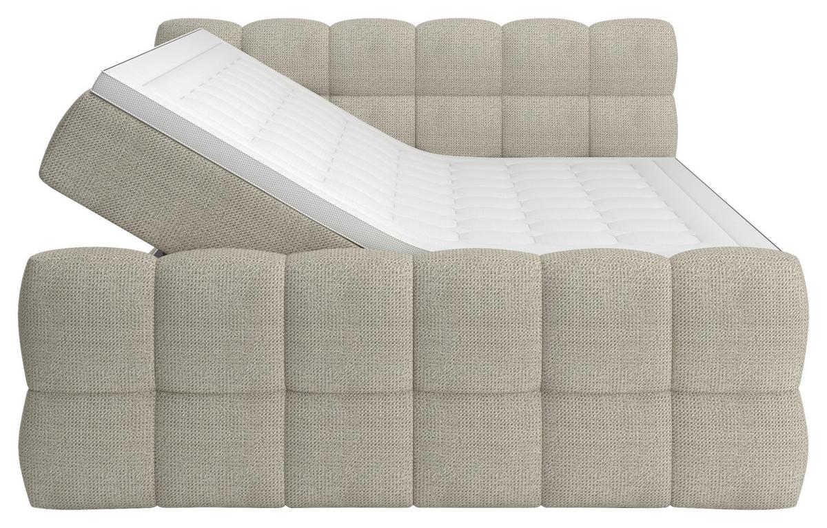BOXSPRINGBETT inkl. Bettkasten 160x200 - Hellgrau/Schwarz, Trend, Holz/Holzwerkstoff (160/200cm) - Sembella