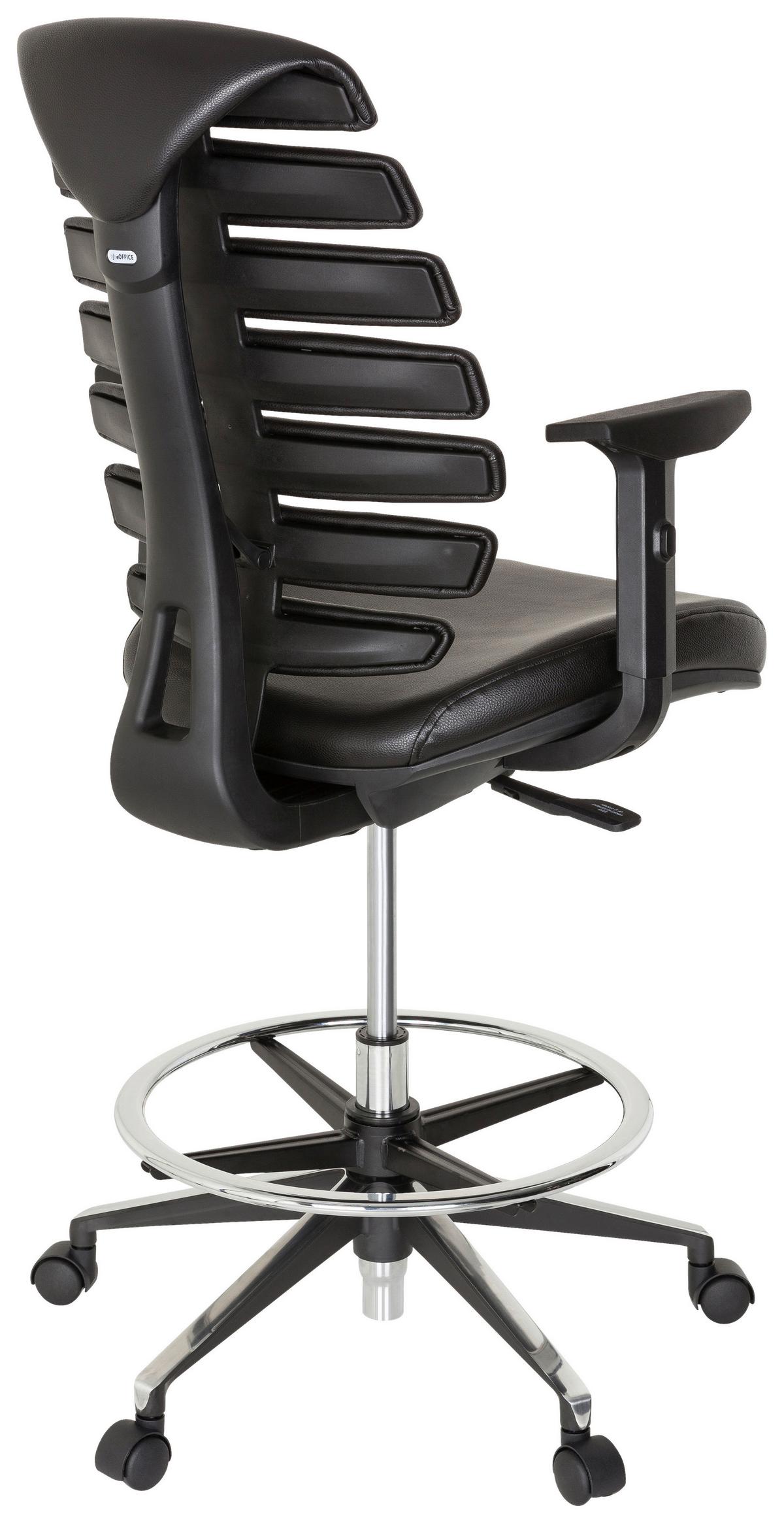 Drehstuhl Ergo Line Ii Work Lederlook Schwarz Bis 120kg - Alufarben/Schwarz, MODERN, Kunststoff/Textil (62/131/65cm) - MID.YOU