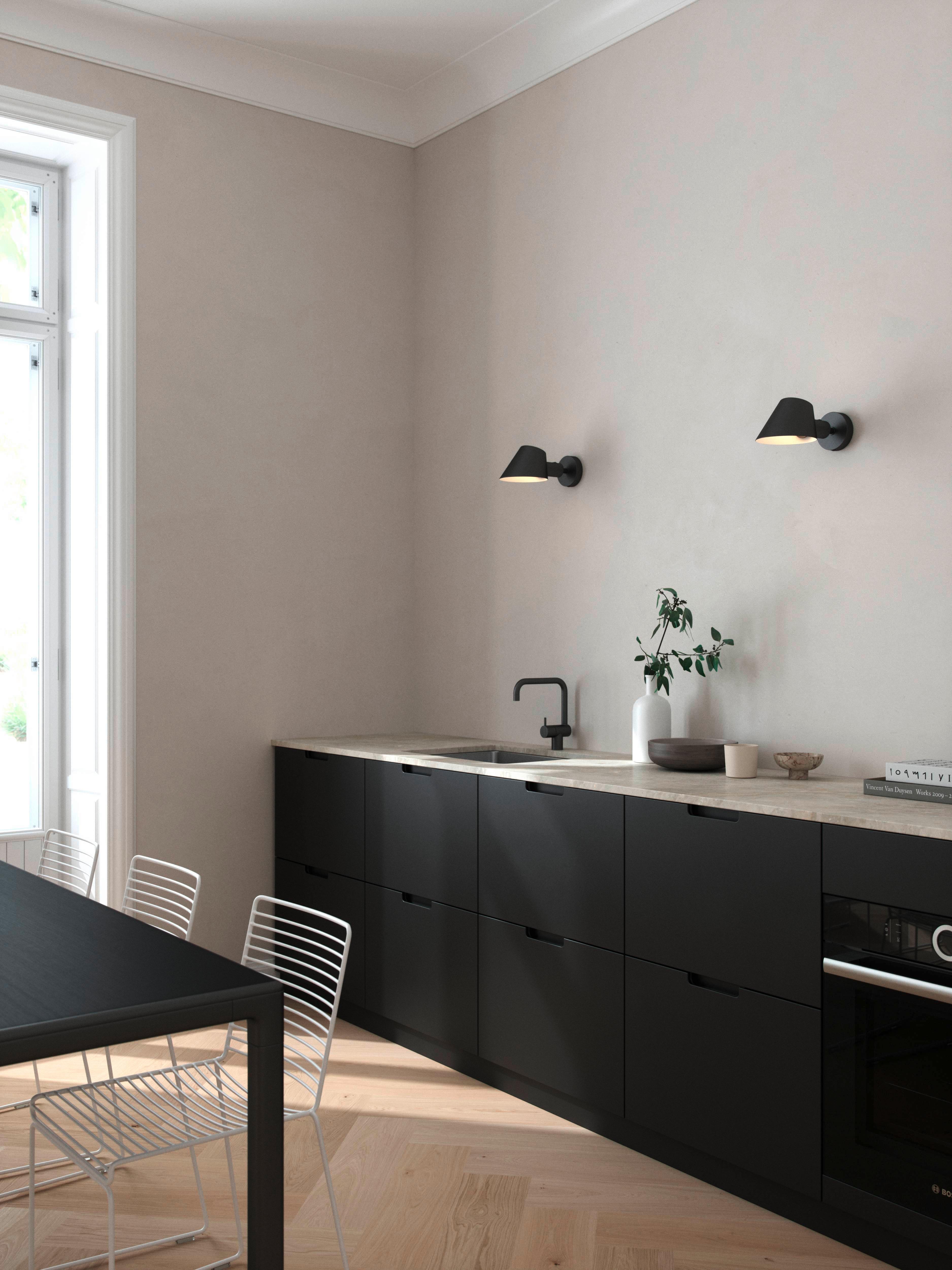 Wandleuchte Stay Wl Schwarz D: 15 cm - Schwarz, Design, Metall (15/11,7cm) - Nordlux