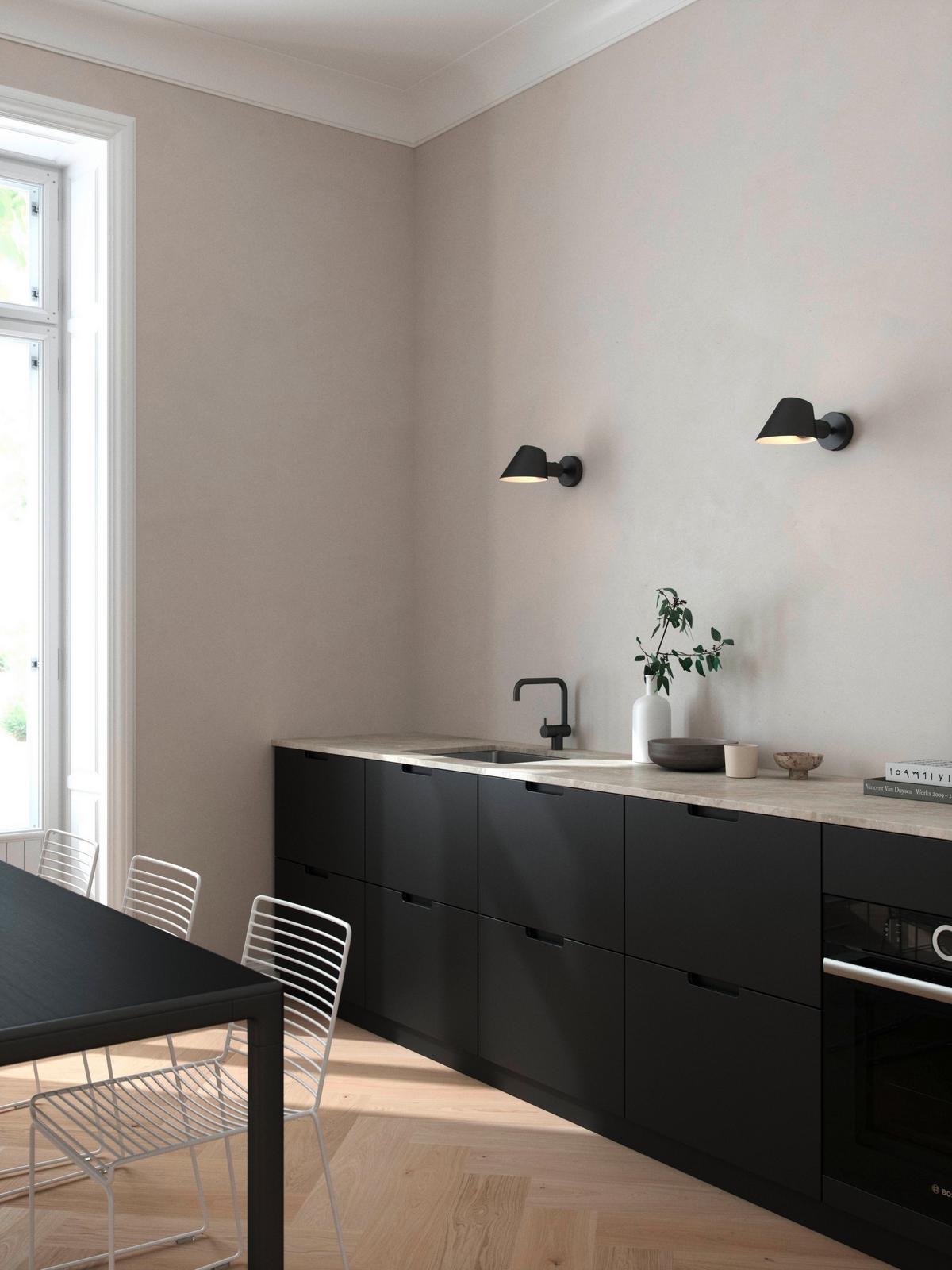 Wandleuchte Stay Wl Schwarz D: 15 cm - Schwarz, Design, Metall (15/11,7cm) - Nordlux