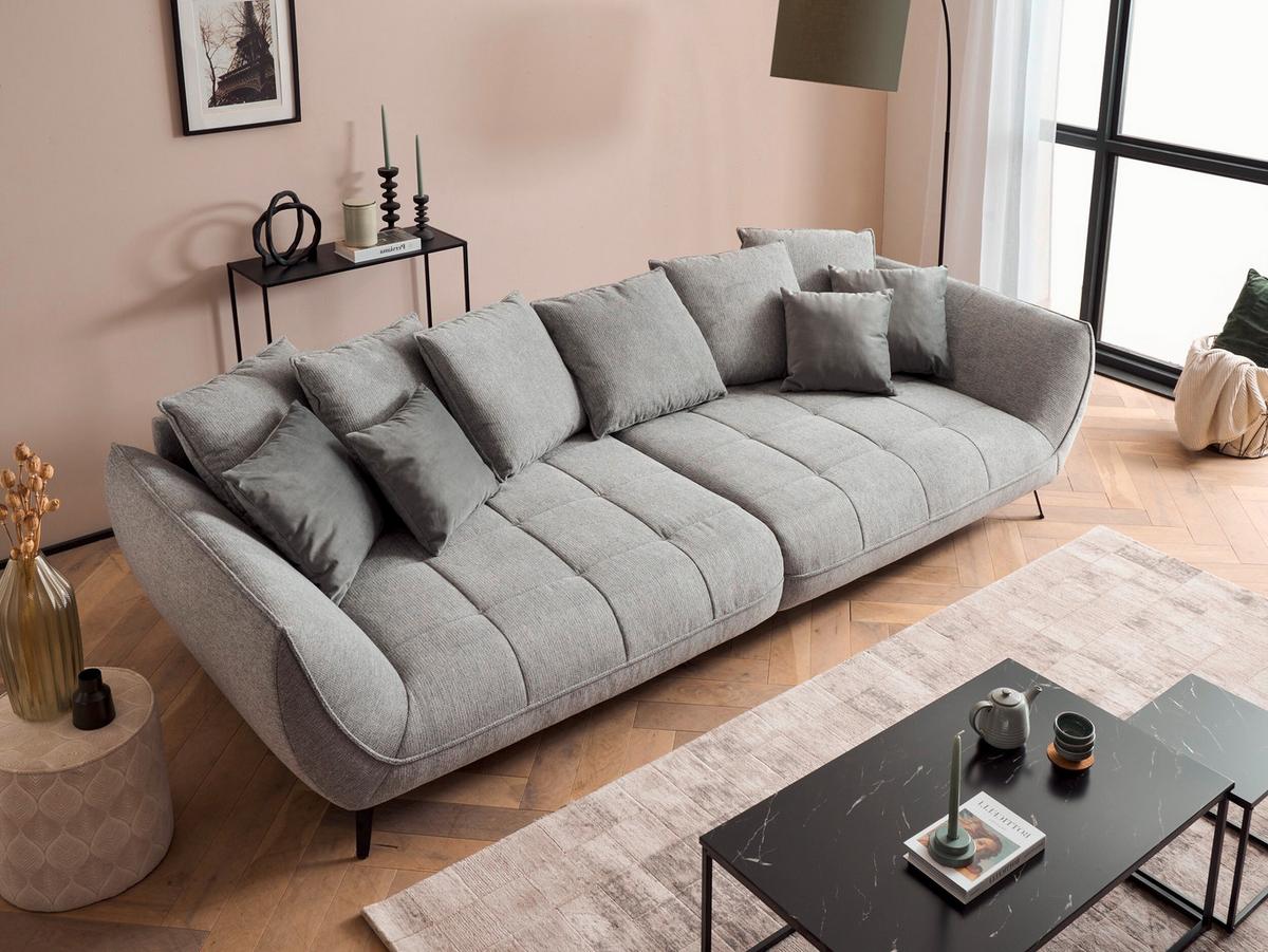 Bigsofa Triton Dunkelgrau B: 311 Cm - Dunkelgrau/Schwarz, Design, Textil (311/95/130cm) - Livetastic