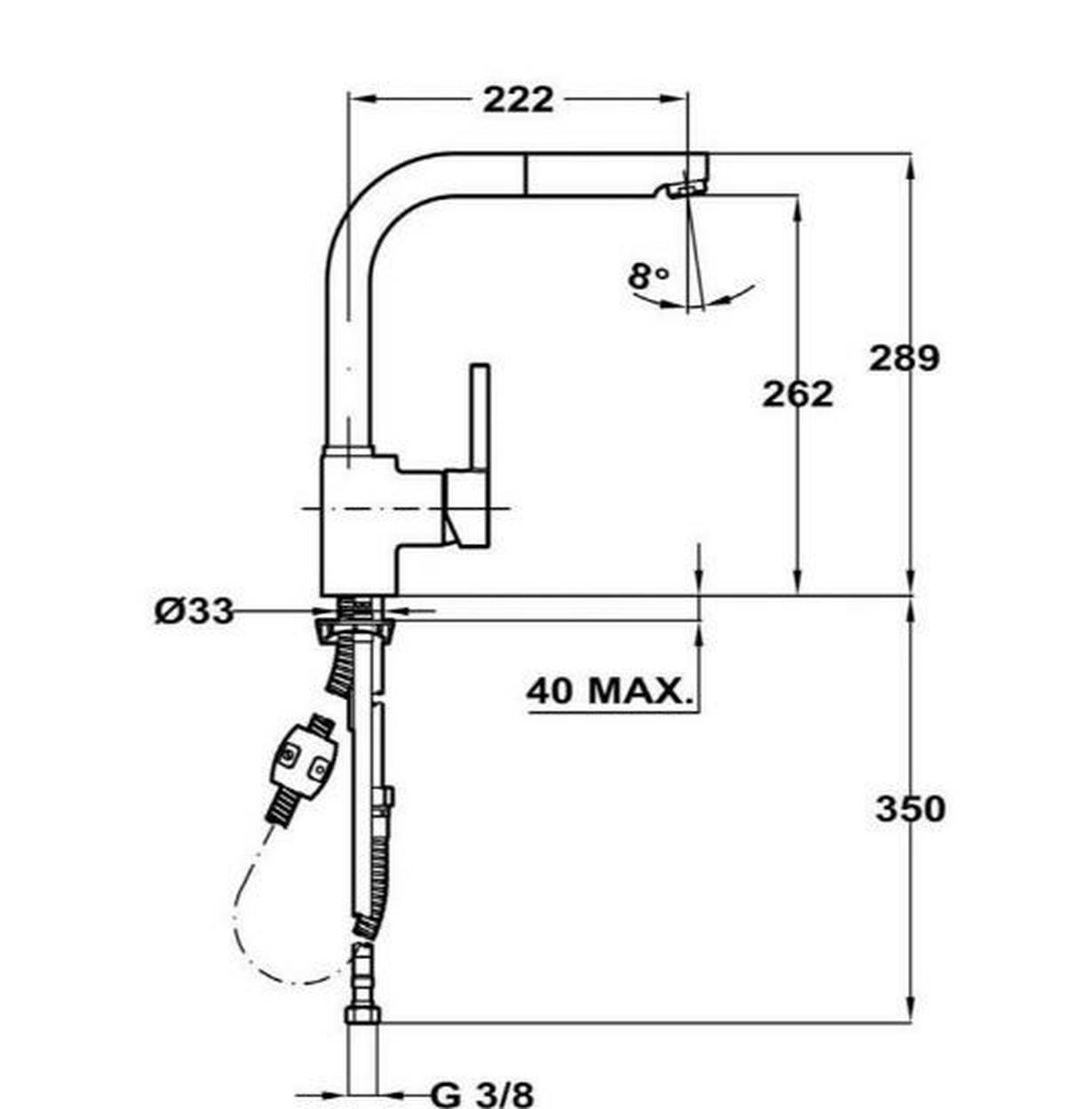 Granitová batéria TEKA ARK 938 CR - Modern, kov (28,9cm) - Teka
