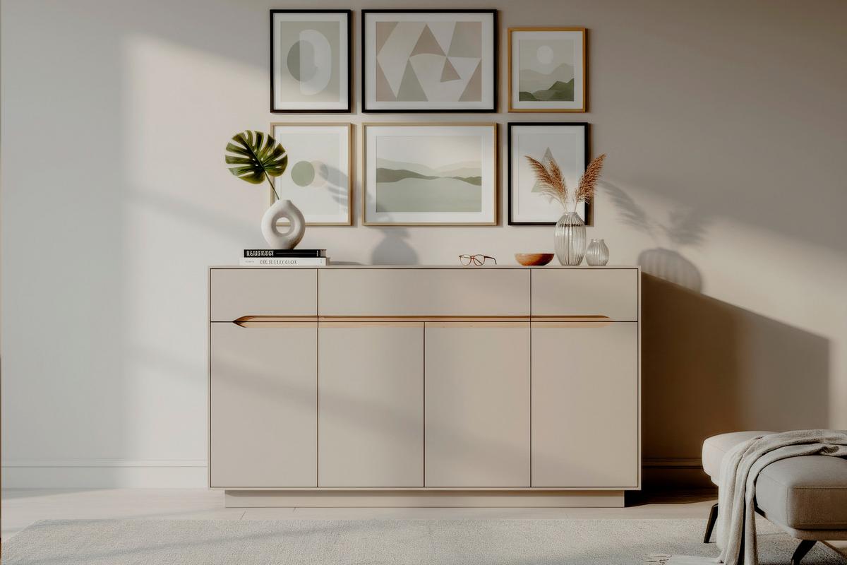Sideboard Meran Sand B: 160 cm - Trend, Holzwerkstoff (160/90/37,5cm)