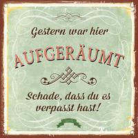 Wandbild Gestern War Hier Aufgeräumt Grün/Braun 29x29 cm - Multicolor, Holz/Holzwerkstoff (29/29cm)