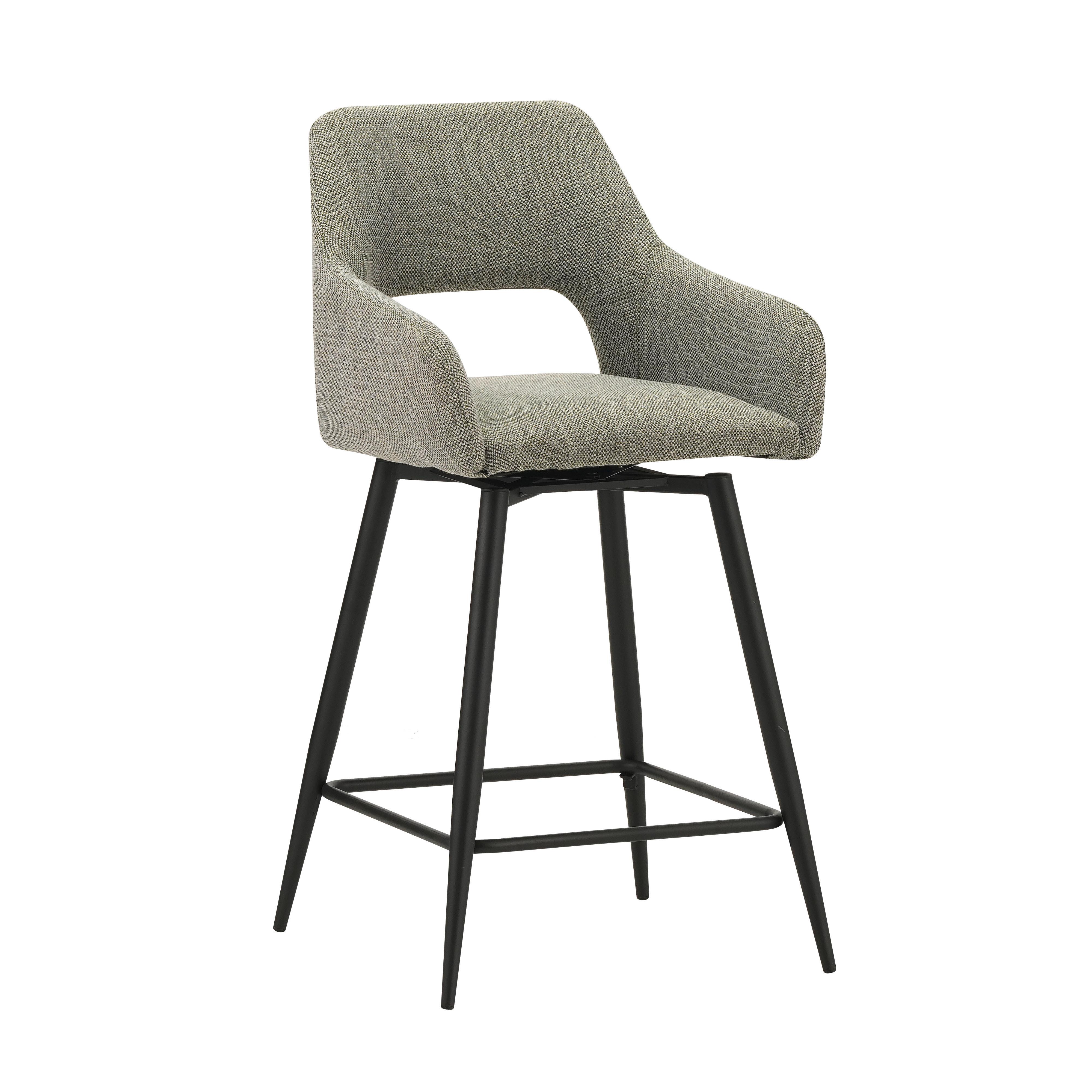 Barhocker-Set Amiens Grün, B: 51,5 cm - Schwarz/Grün, MODERN, Textil/Metall (51,5/97/54cm) - MID.YOU