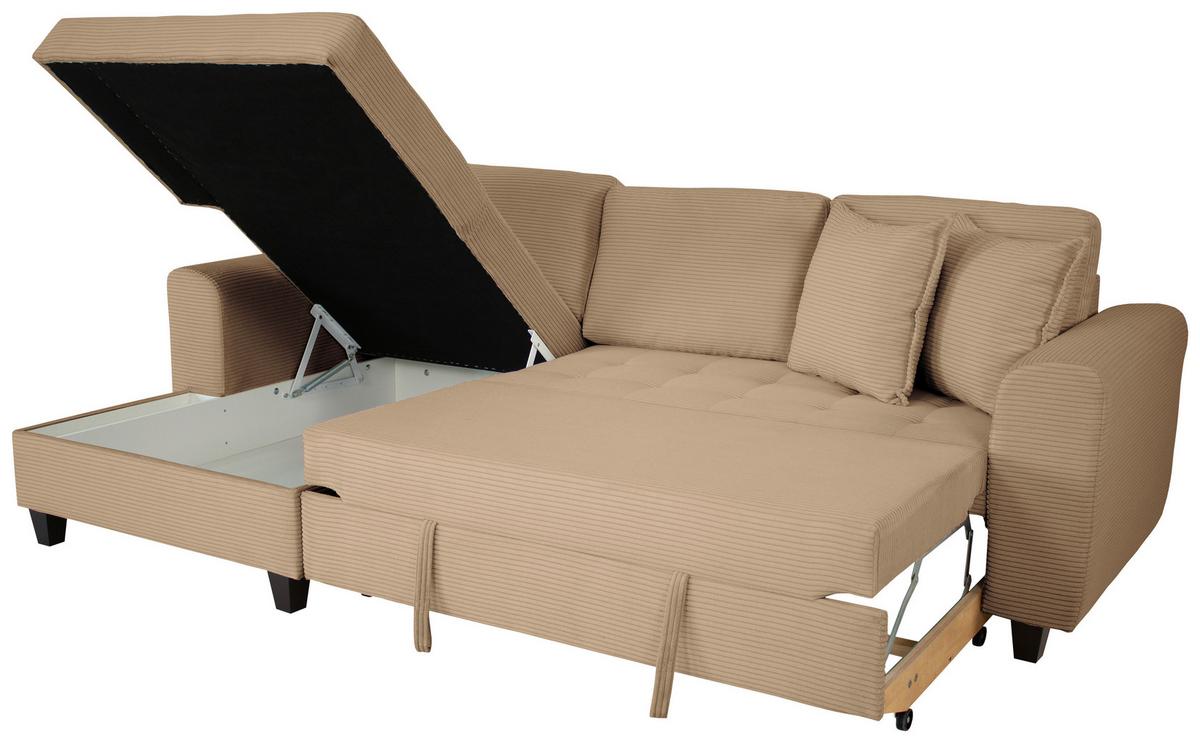 Ecksofa Moritz Karamell S: ca. 155x265 cm - Beige, Trend, Textil (155/265cm)