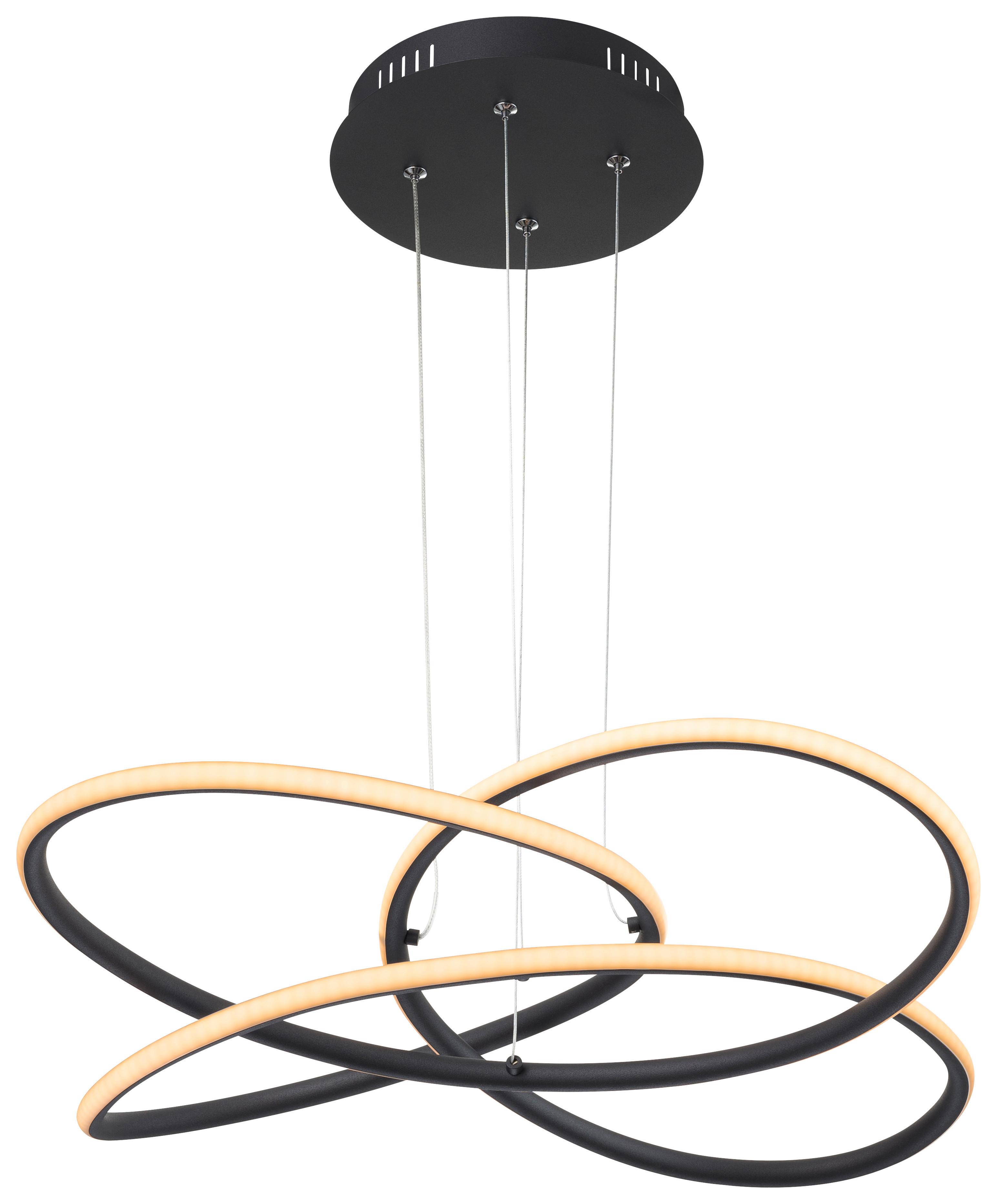 LED-Hängeleuchte Panda H: 120 cm 1-Flammig - Opal/Schwarz, Basics, Kunststoff/Metall (75/120cm) - Globo
