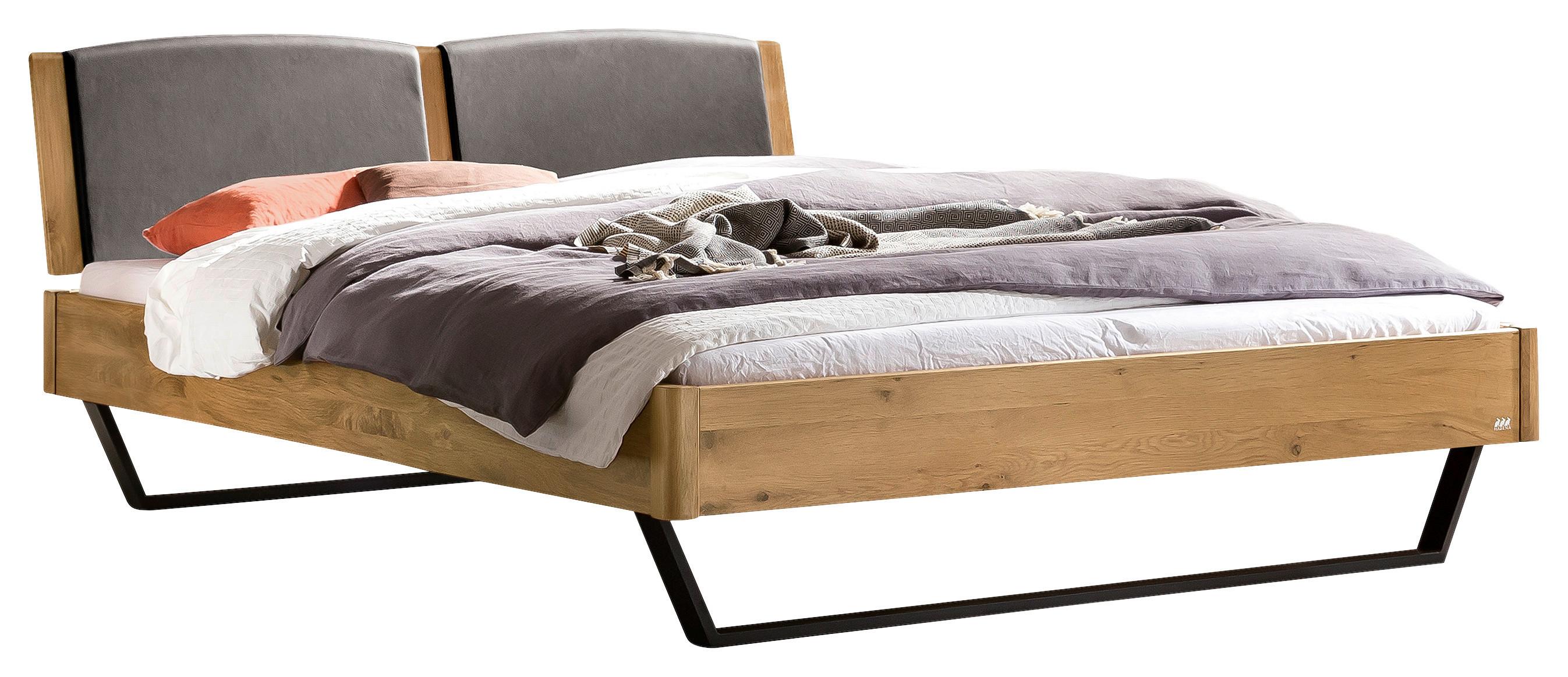 Bett Marola Wildeiche 140x200 Cm - Wildeiche/Dunkelgrau, MODERN, Holz/Textil (140/200cm) - Hasena