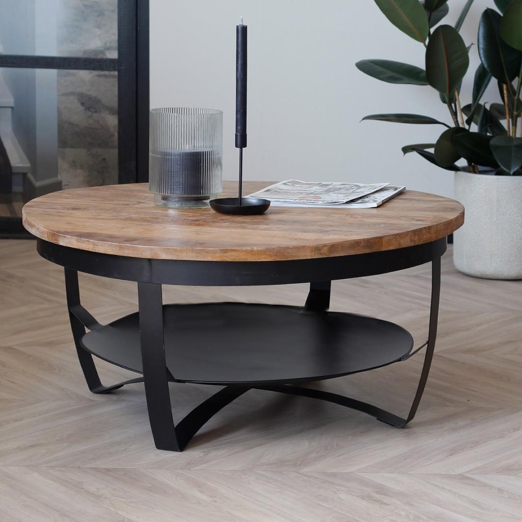 Couchtisch Ocala - Schwarz/Braun, LIFESTYLE, Holz/Metall (90/90/44cm) - MID.YOU