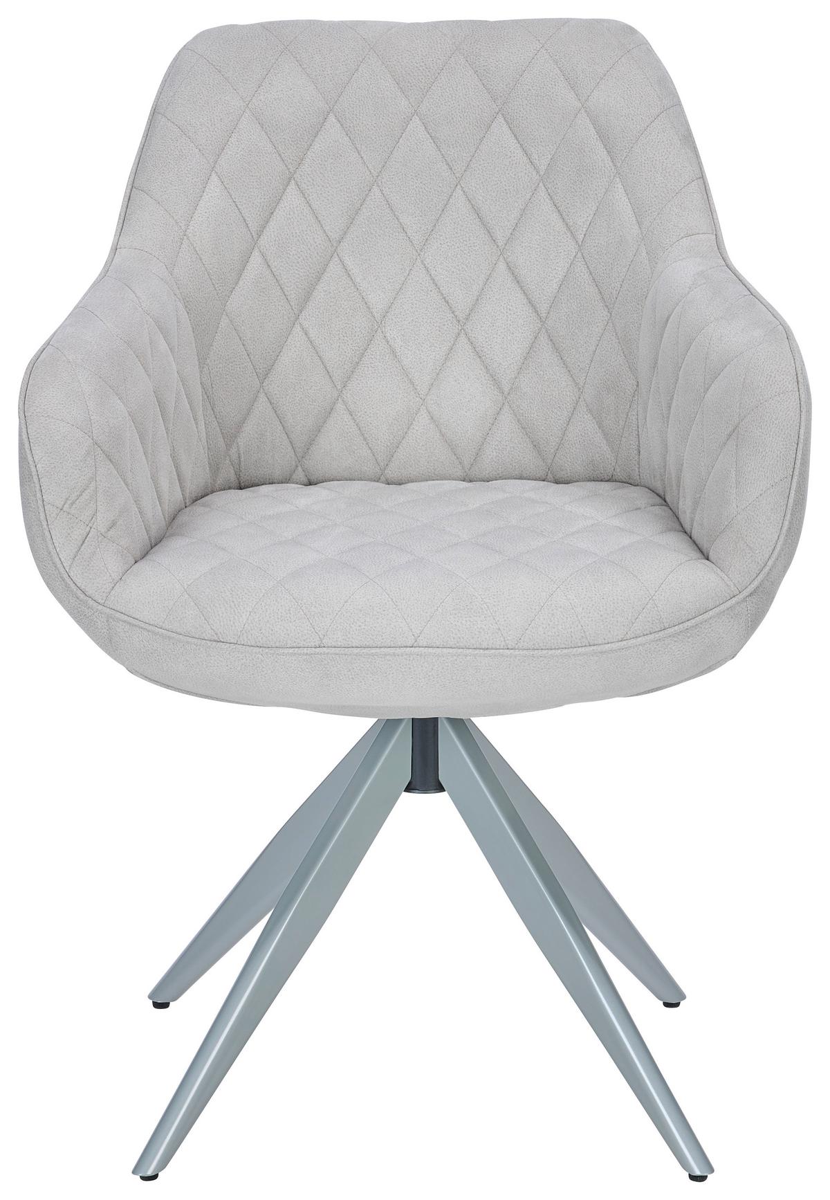 Armlehnstuhl Adriano Hellgrau Gepolstert - Hellgrau, MODERN, Textil/Metall (59/84/59cm) - Livetastic