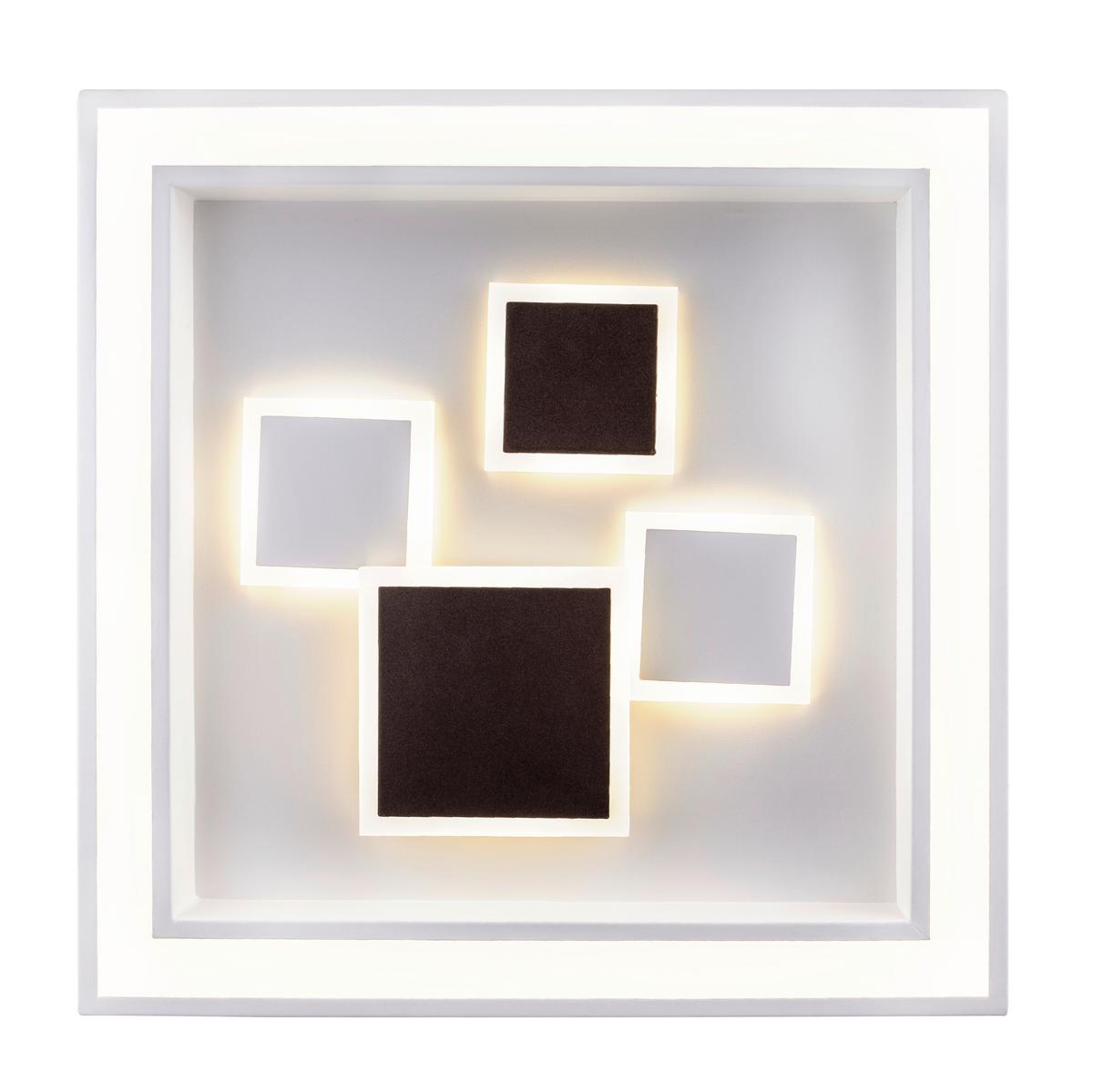 LED-Deckenleuchte L: 48 cm Mit Stufenschalter + Fernbedienung - Opal/Weiß, Design, Kunststoff/Metall (48/48/7cm) - Globo