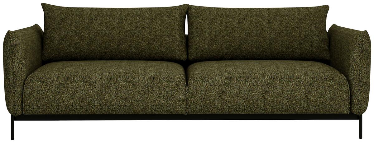 Sofa Mit Stauraum Bueno Chenille Grün B: 223 Cm - Schwarz/Grün, Design, Textil (223/96/95cm) - Livetastic