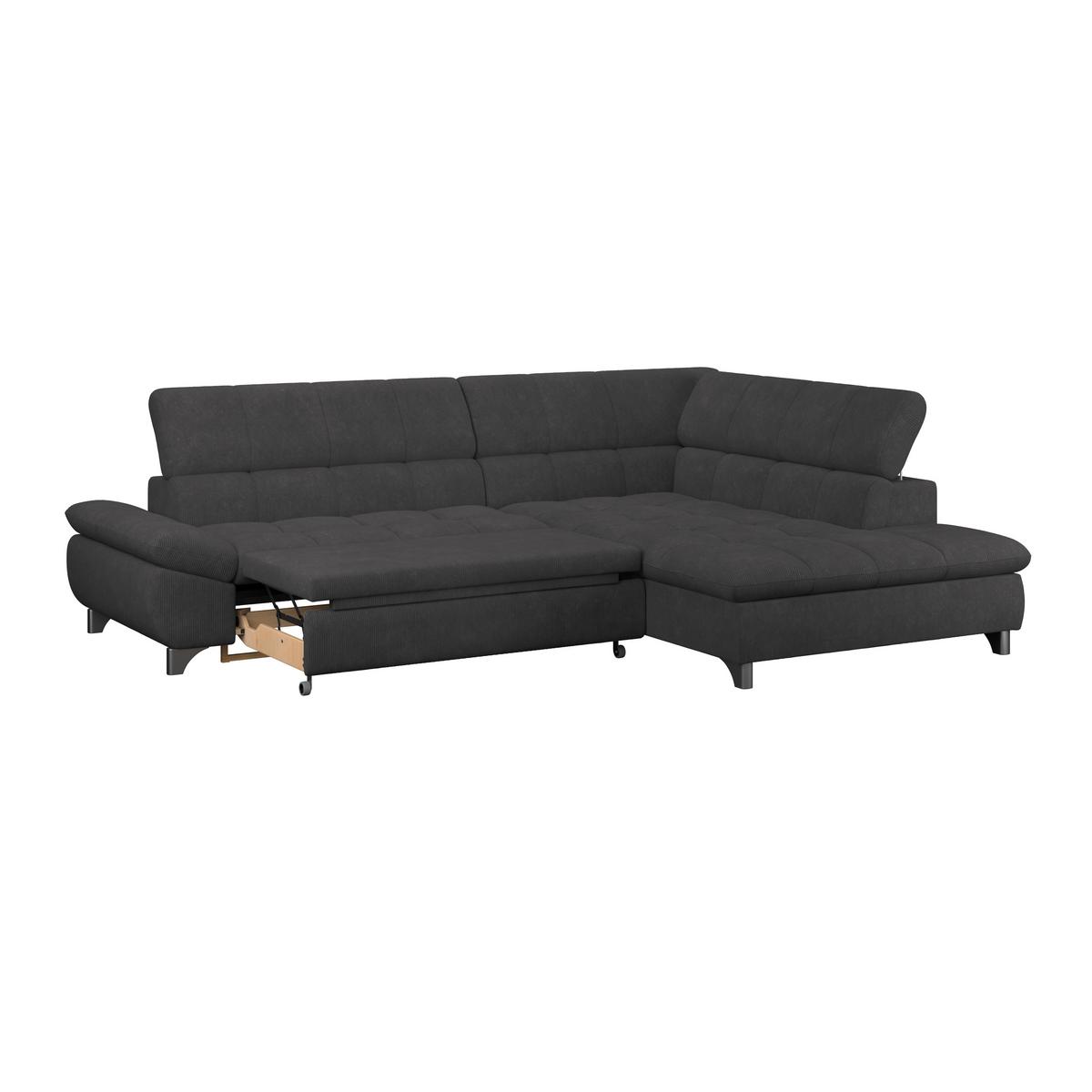 Ecksofa Gemini Schwarz, B: 312cm - Chromfarben/Schwarz, KONVENTIONELL, Textil (312/234cm)