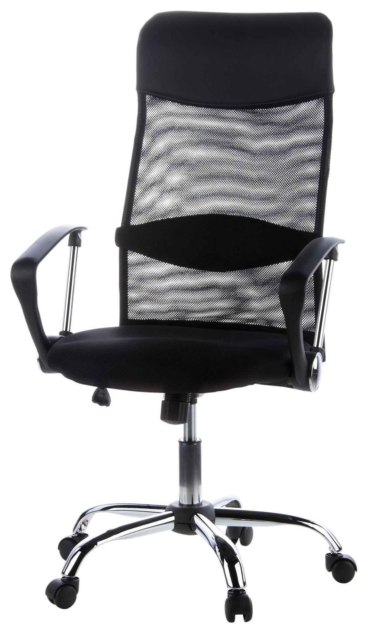 Drehstuhl Aria High Schwarz - Chromfarben/Schwarz, MODERN, Kunststoff/Textil (60/129/50cm) - MID.YOU