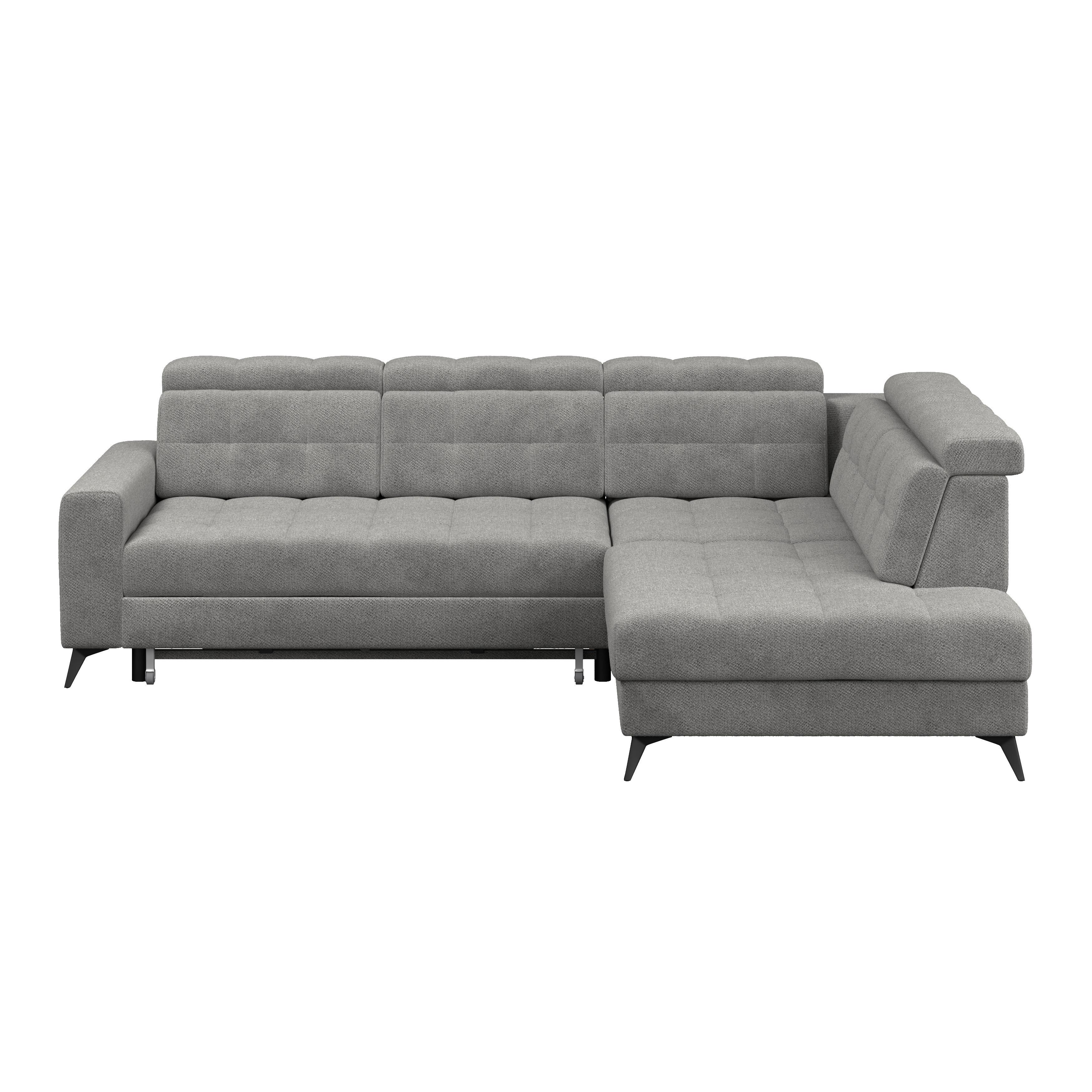 Ecksofa Barletta new Velours dunkelgrau, 289x228cm - Dunkelgrau/Schwarz, ROMANTIK / LANDHAUS, Textil (289/228cm) - Luca Bessoni