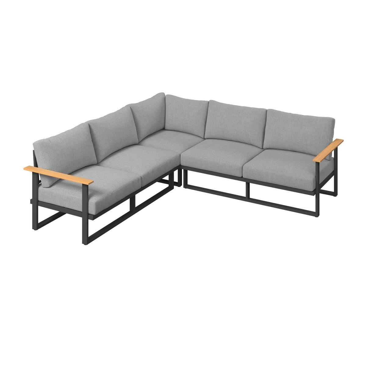 Loungegarnitur Arizona - Grau, MODERN, Holz/Textil (219/219cm) - Beldano