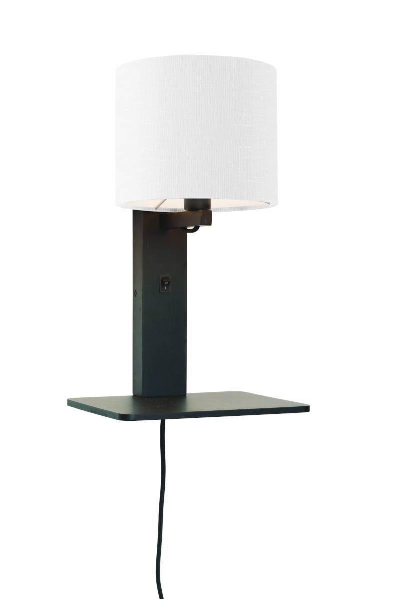 Wandleuchte Andes/W1/B/1815/W - Schwarz/Weiß, Trend, Holz/Textil (19/24/36cm) - Good & Mojo