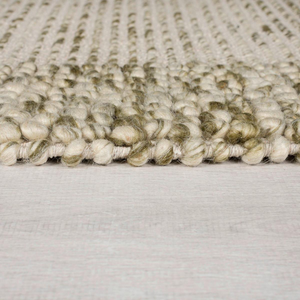 Handwebteppich Bordüre Wolle Green - Grün, Trend, Textil (80/150cm)