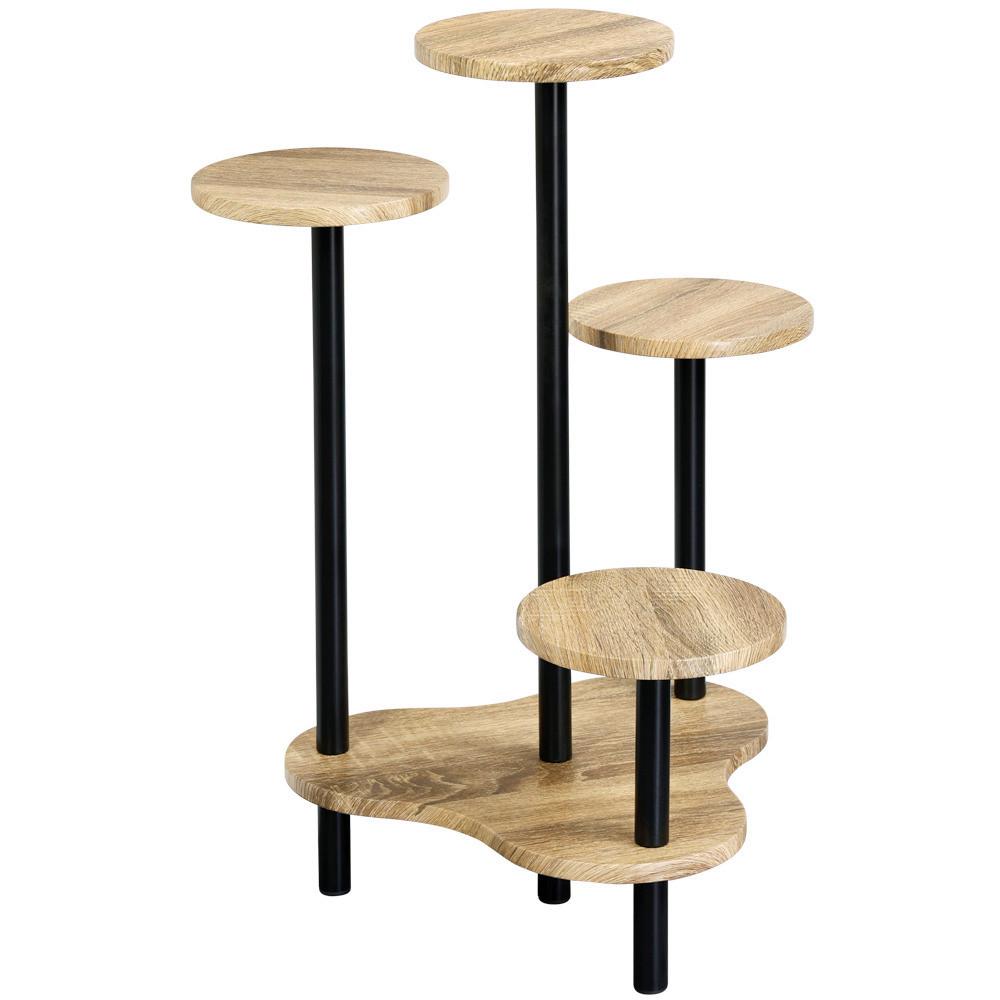 BLUMENSTÄNDER Eiche/Schwarz B: 64,5cm - Eichefarben/Schwarz, Basics, Holzwerkstoff/Metall (64,5/72.5/46cm) - Kesper