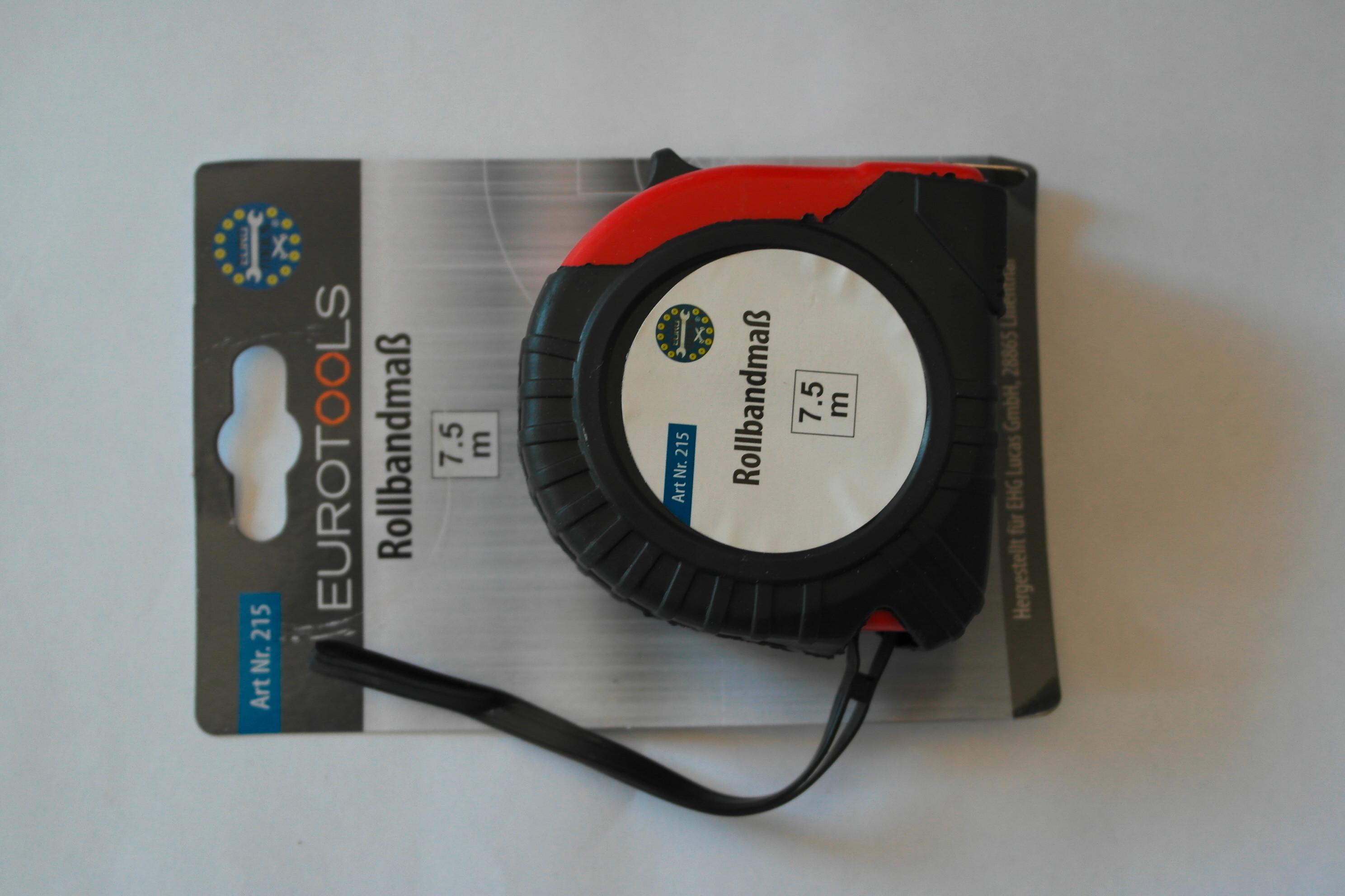 Rollbandmaß mit Schlaufe L: 7,5 m Rollmeter - Basics, Kunststoff/Metall (15,5/10,5/3,7cm)