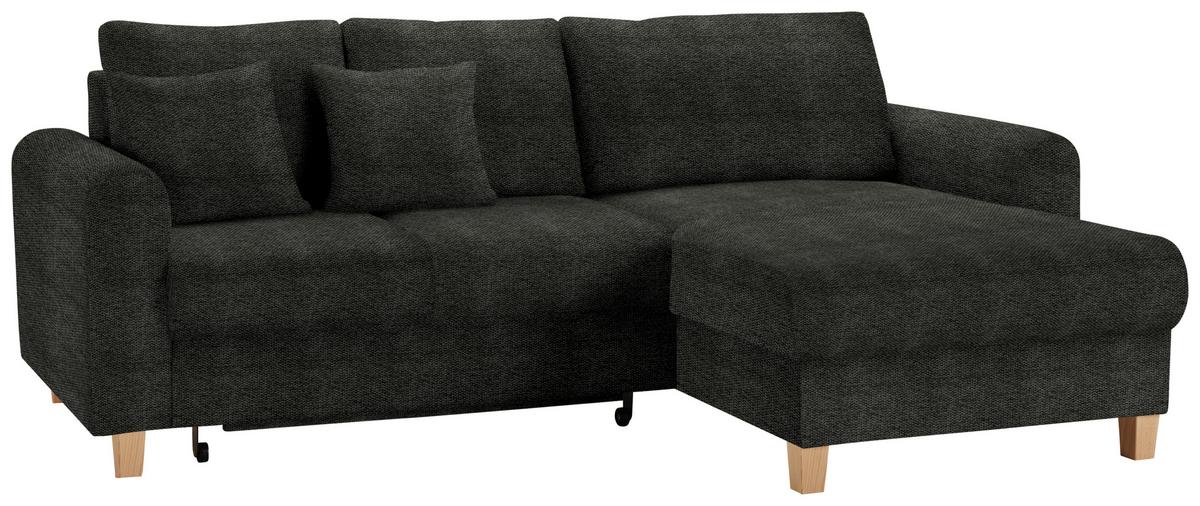 Rohová sedačka LILLE, oboustr., antracitový velur - antracitová/světle hnědá, Moderní, dřevo/textil (232/110/156cm) - Mömax