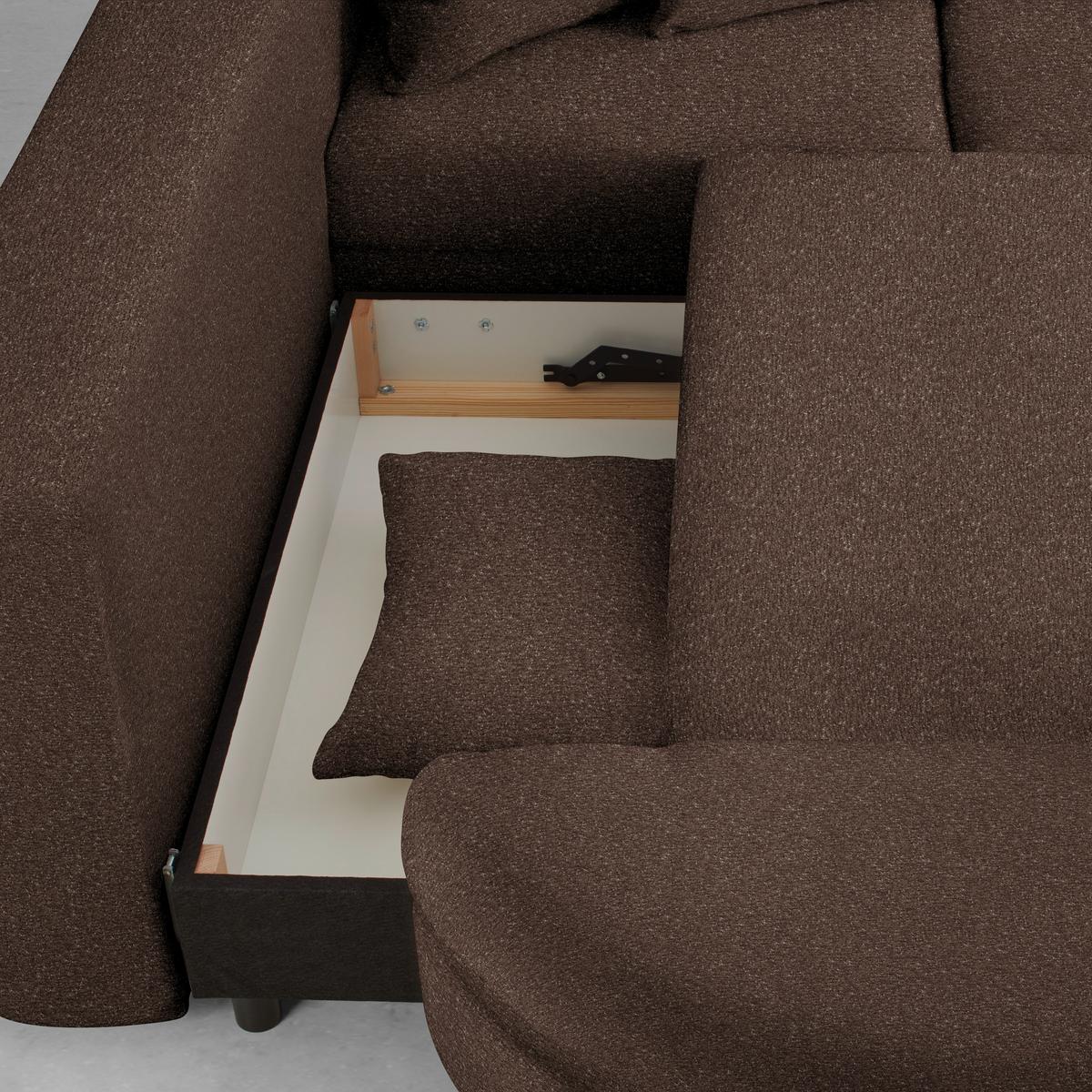 Rohová sedačka AXEL, levá, hnědá tkanina - černá/hnědá, Moderní, kov/textil (250/291cm) - Mömax