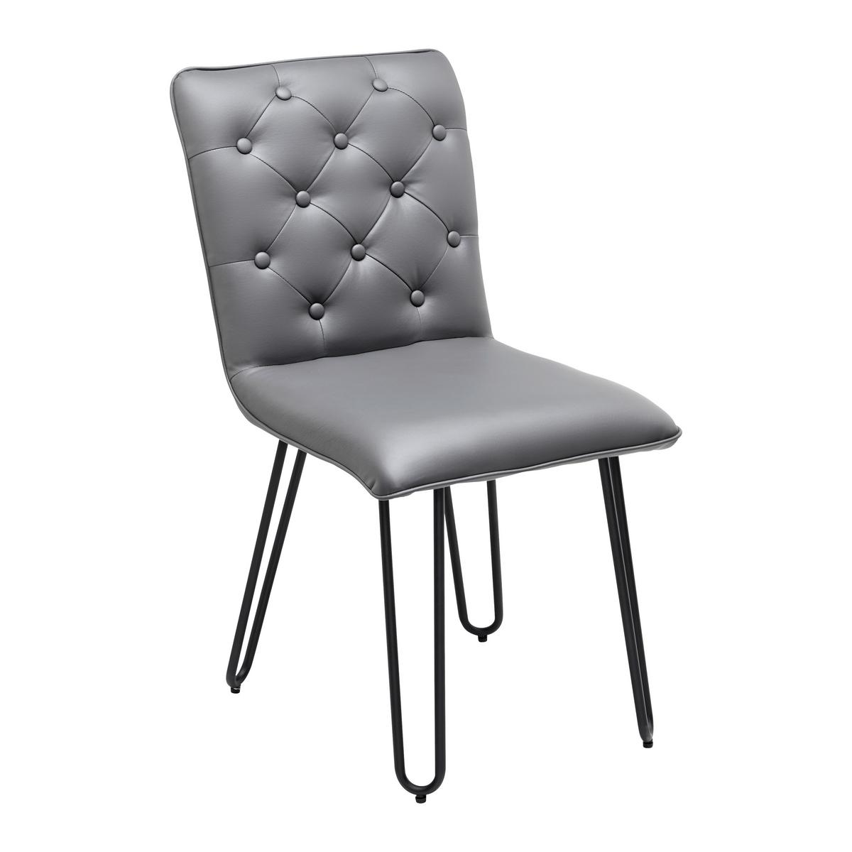 Židle Ivie - šedá koženka - šedá/černá, Moderní, kov/dřevo (43/86/62cm) - Bessagi Home