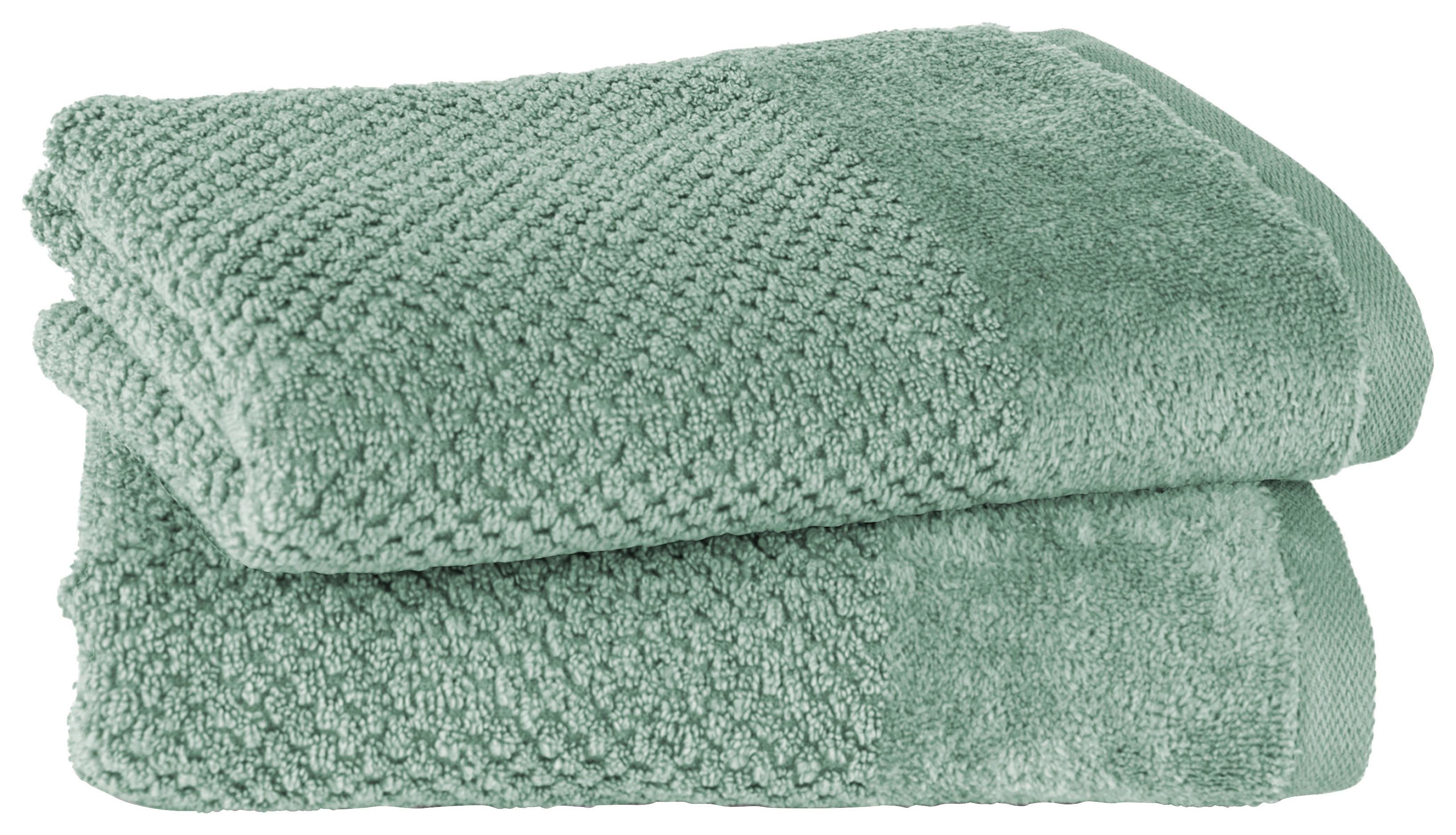 HANDTUCHSET Popcorn 2er Set Salbeigrün - Salbeigrün, Basics, Textil (50/100cm)