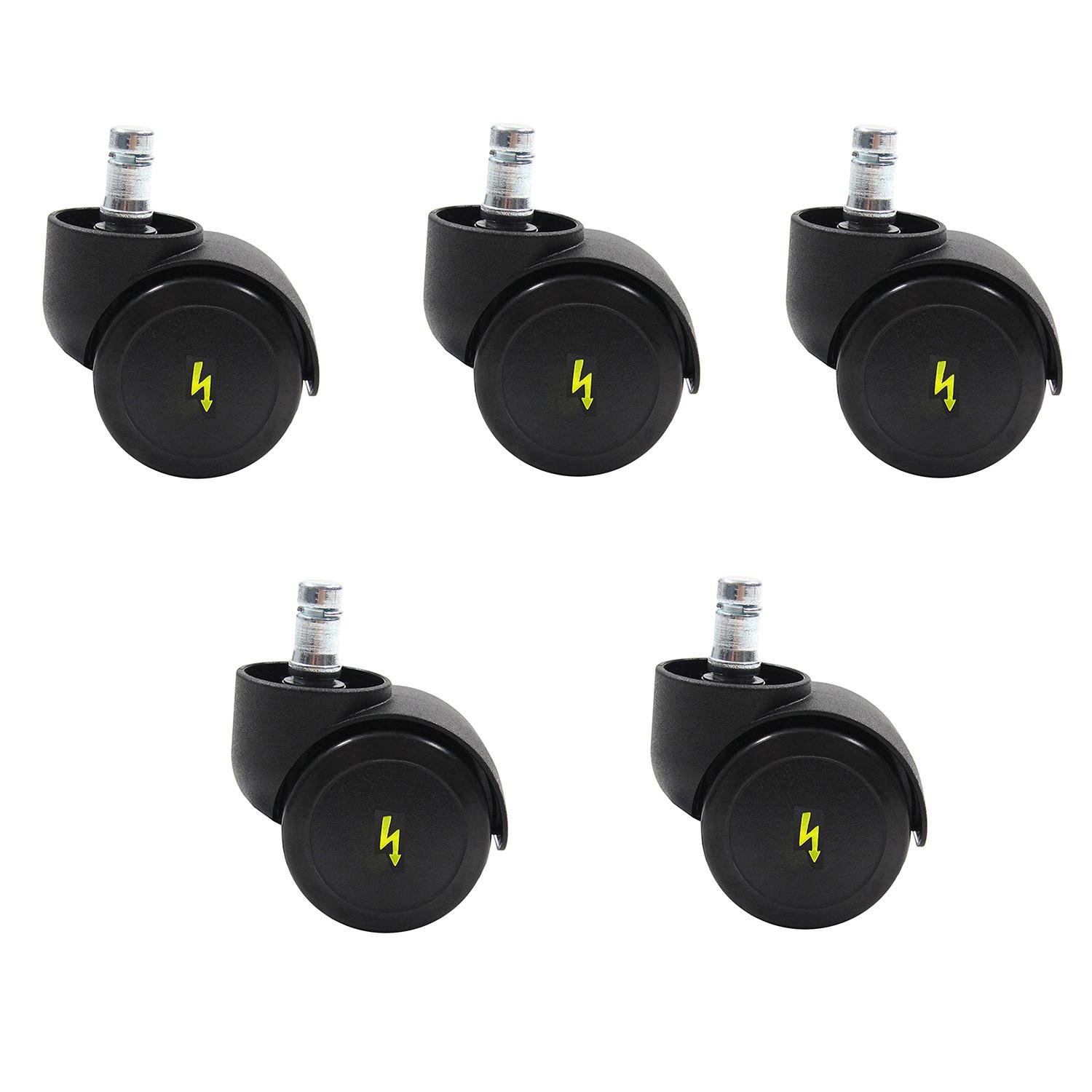 Bürostuhlrollen Rolo Esd Schwarz Ø 5 cm 5er-Set - Schwarz, Basics, Kunststoff/Metall (5,2/6/5cm) - MID.YOU