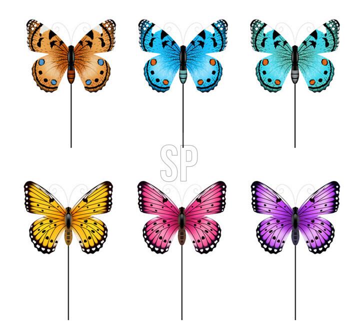 Gartenstecker Butterfly - Blau/Pink, Basics, Metall (25/80/0,4cm)