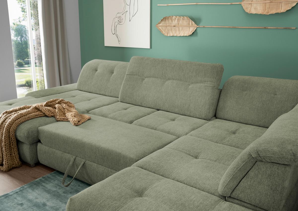Livetastic Wohnlandschaft Dalida Mit Schlaffunktion Grün Chenille