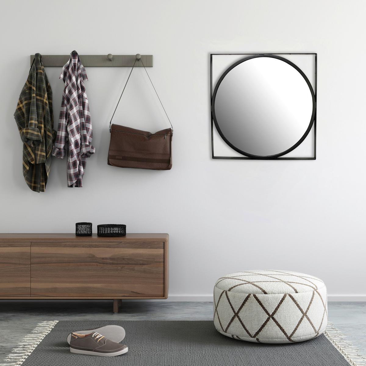 Wandspiegel Schwarz B: 54 cm - Schwarz, Design, Glas/Metall (54/54/2,5cm) - MID.YOU