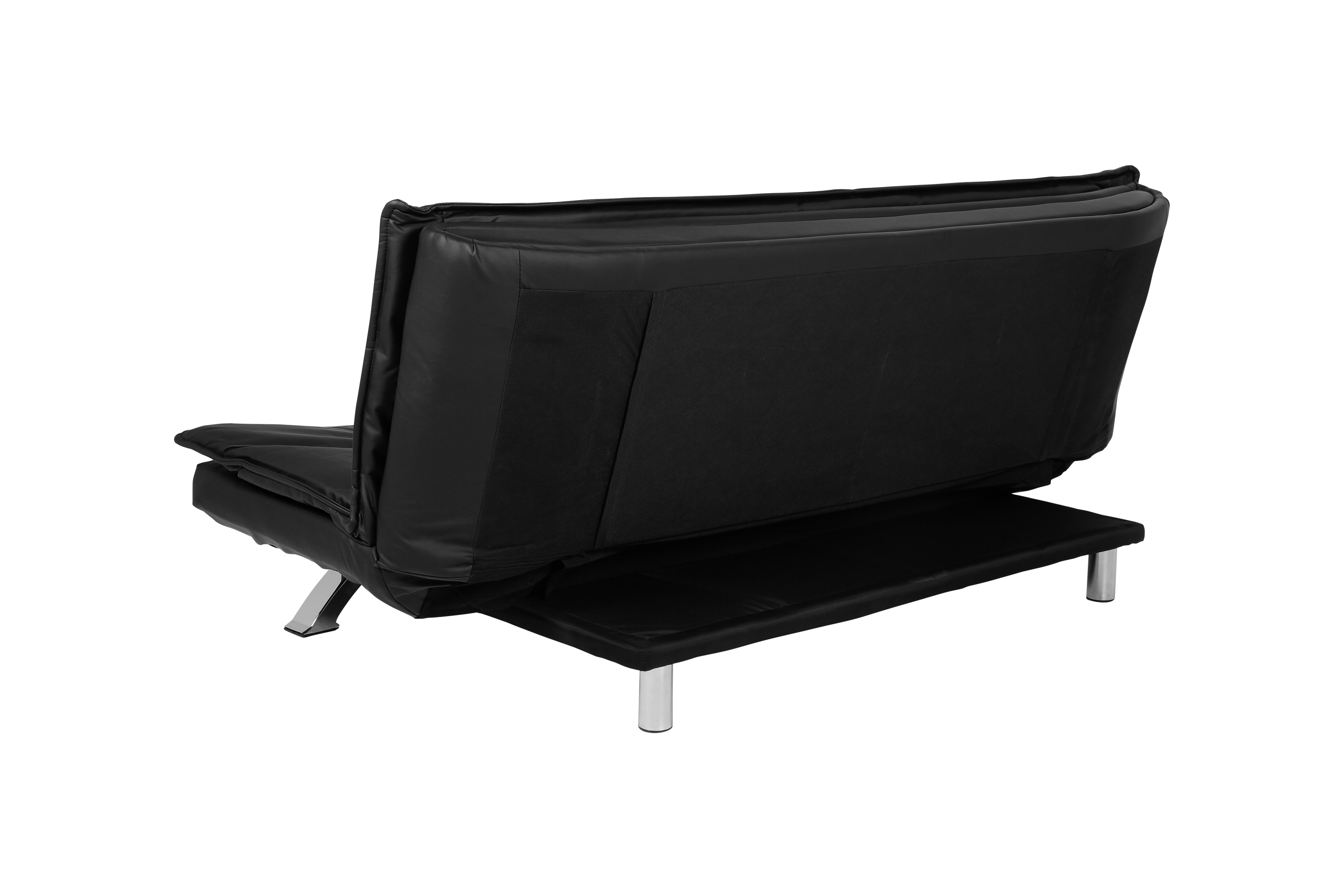 2-sitzer-sofa Mit Schlaffunktion Faith Schwarz - Chromfarben/Schwarz, Design, Textil (196/91/98cm) - MID.YOU