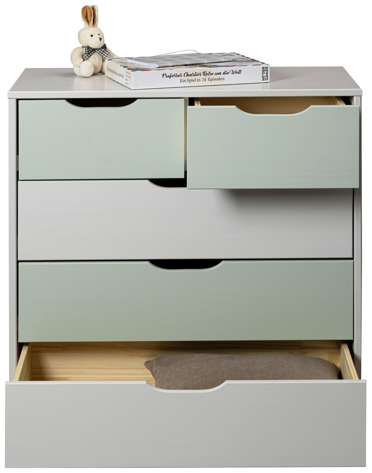 Kommode 120cm Prati, Pastellgrün/salbeigrün/weiß - Salbeigrün/Pastellgrün, Design, Holz (82/92/41cm) - Livetastic