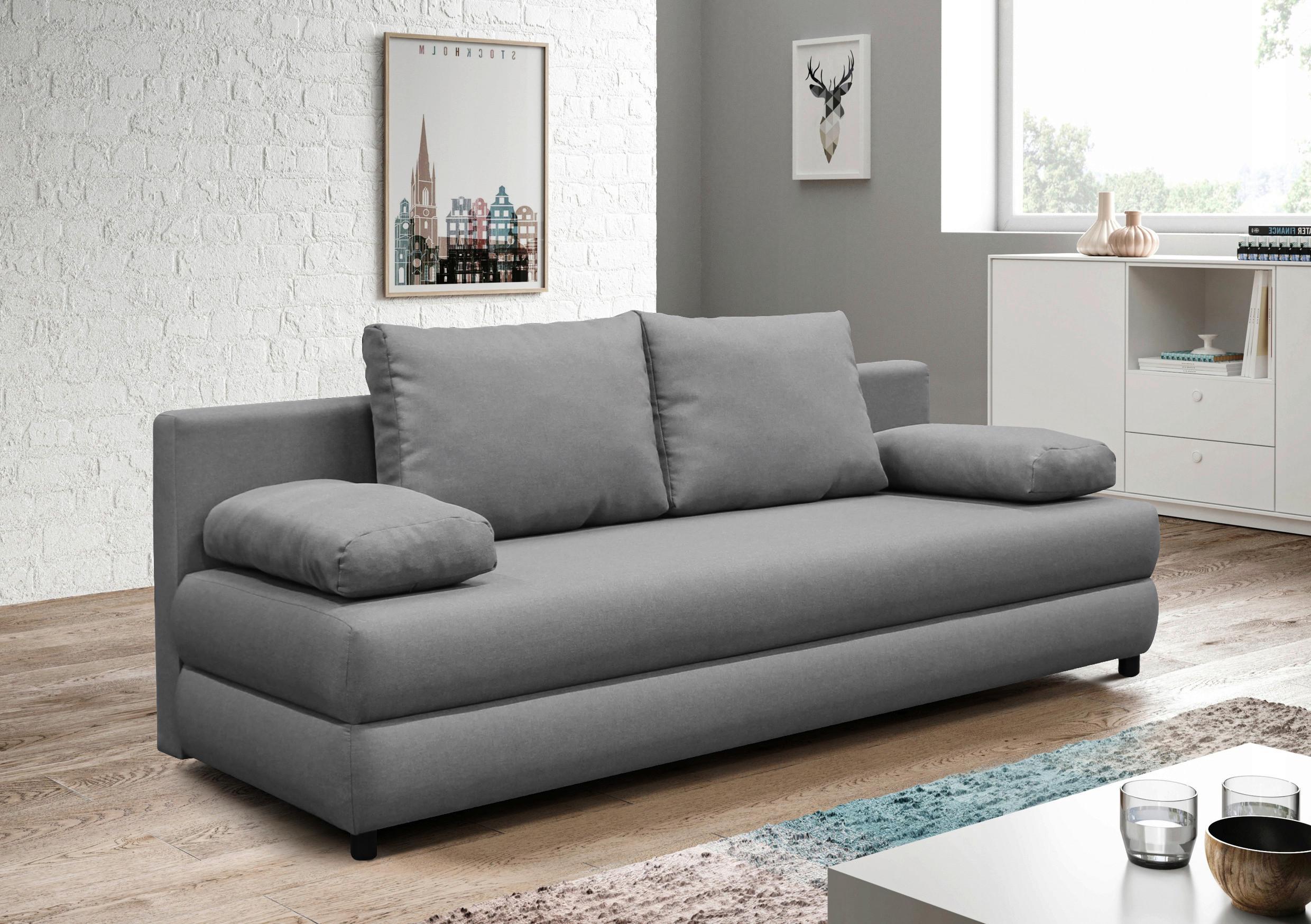 Schlafsofa Mela Grau B: 200 cm - Schwarz/Grau, Design, Textil (200/88/87cm) - P & B