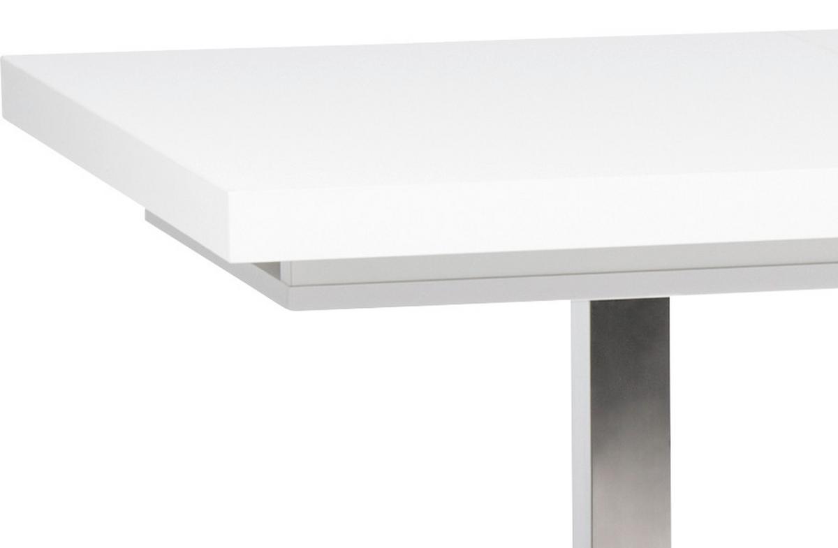 Esstisch Ausziehbar Quadrato Lxb: 120x80 Cm Weiß - Edelstahlfarben/Weiß, KONVENTIONELL, Holzwerkstoff/Metall (120/80/74cm) - MID.YOU