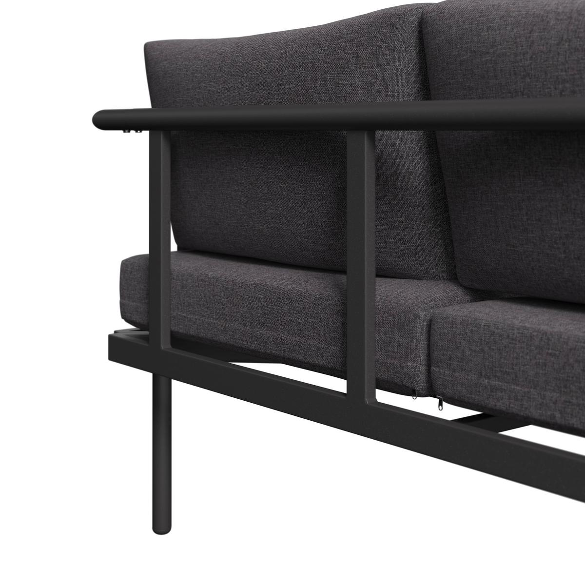 Loungegarnitur Tokio - Dunkelgrau/Naturfarben, MODERN, Kunststoff/Textil (192/192cm) - Beldano