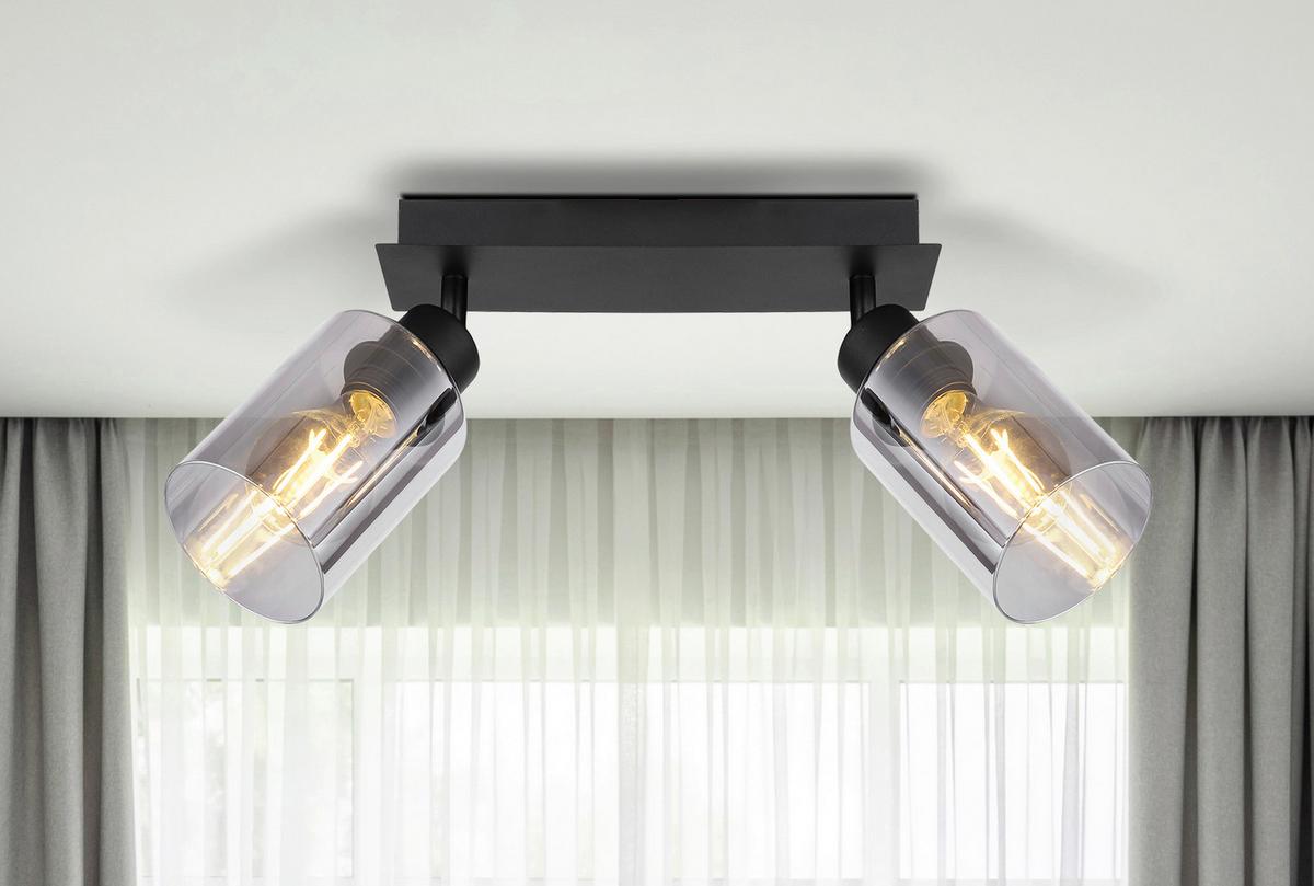 Strahler 15465-2 - Schwarz/Grau, Glas/Metall (27/9/21,5cm) - Globo