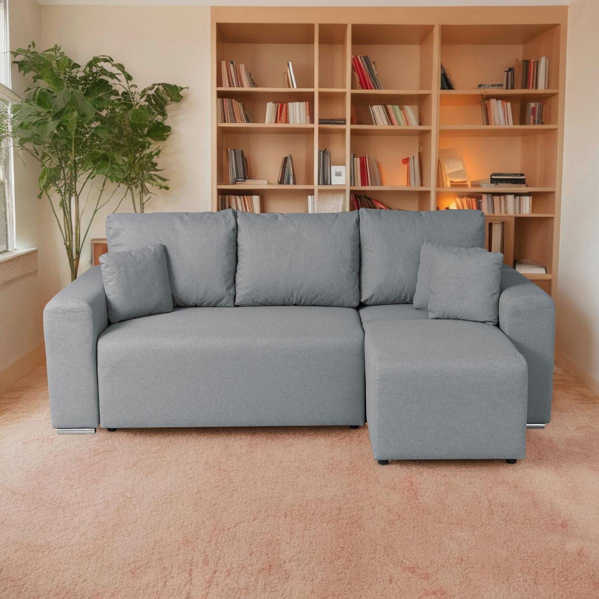 Ecksofa Bega - Chromfarben/Schwarz, Basics, Textil (240/153cm) - P & B