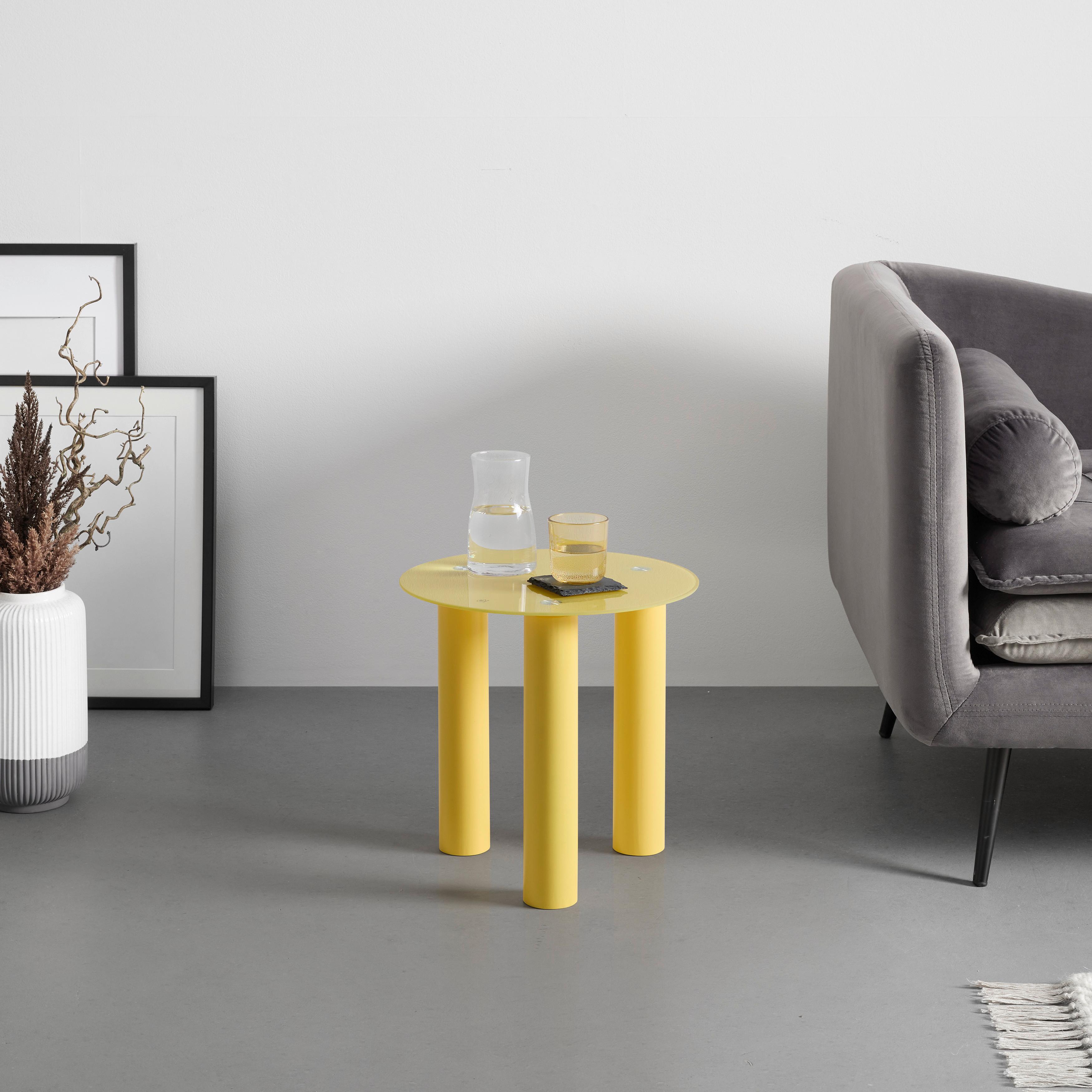 PRÍRUČNÝ STOLÍK LARGO -STUDIO- - žltá, Lifestyle, drevo/sklo (40/40/40cm) - Premium Living