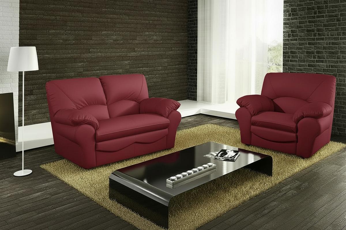 2-Sitzer-Sofa Oslo Rot B: 150 cm - Rot/Schwarz, Design, Leder (150/92/85cm) - Livetastic