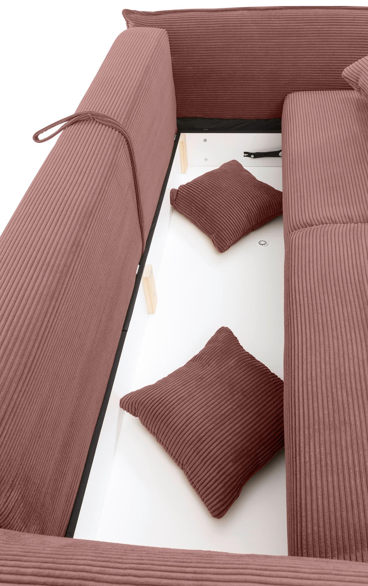 Bigsofa Pera, Koralle B: 242 cm - Chromfarben/Koralle, MODERN, Textil (242/71/90/131cm) - Livetastic