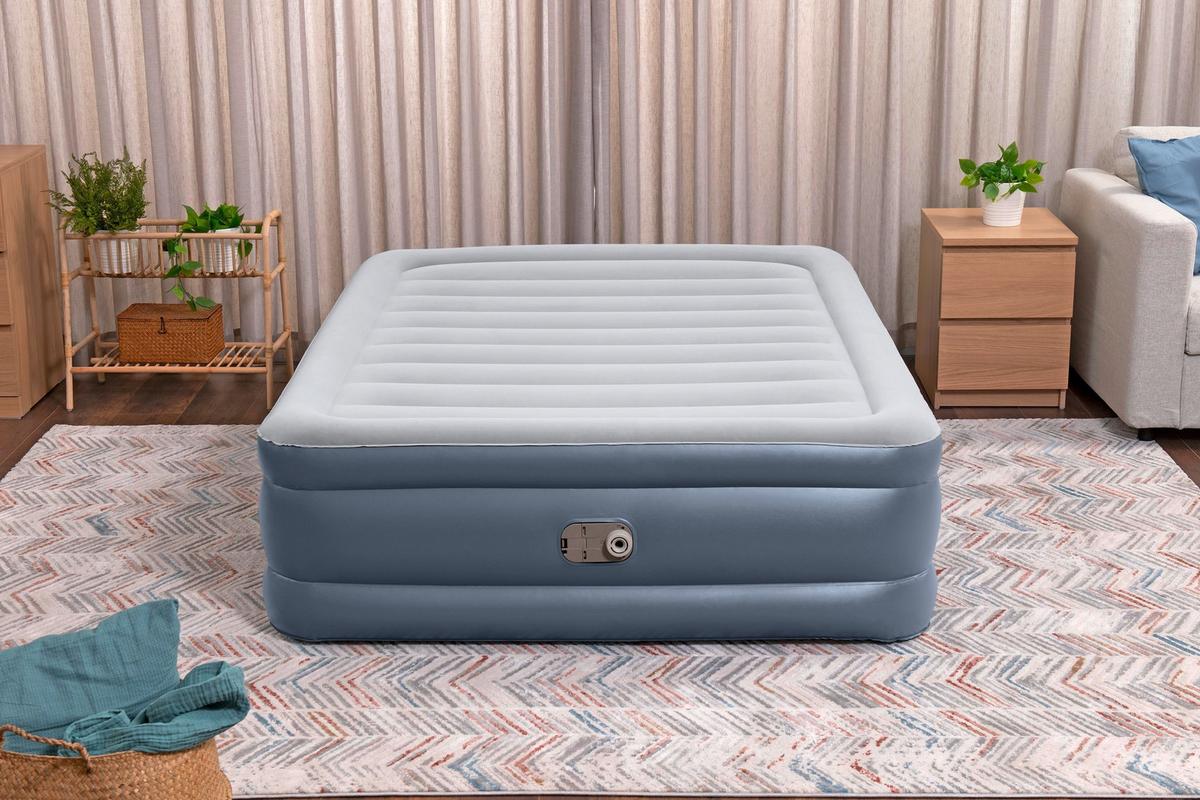 Luftbett Katharina 203x152x51 cm Bis 300kg, inkl. Pumpe - Dunkelblau/Grau, KONVENTIONELL, Kunststoff/Metall (203/152/51cm) - Bestway