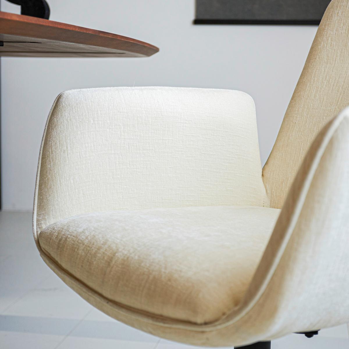 Armlehnstuhl Creme, Weiß, Beige, B: 61 Cm - Beige/Creme, MODERN, Textil/Metall (61/89/62cm) - MID.YOU